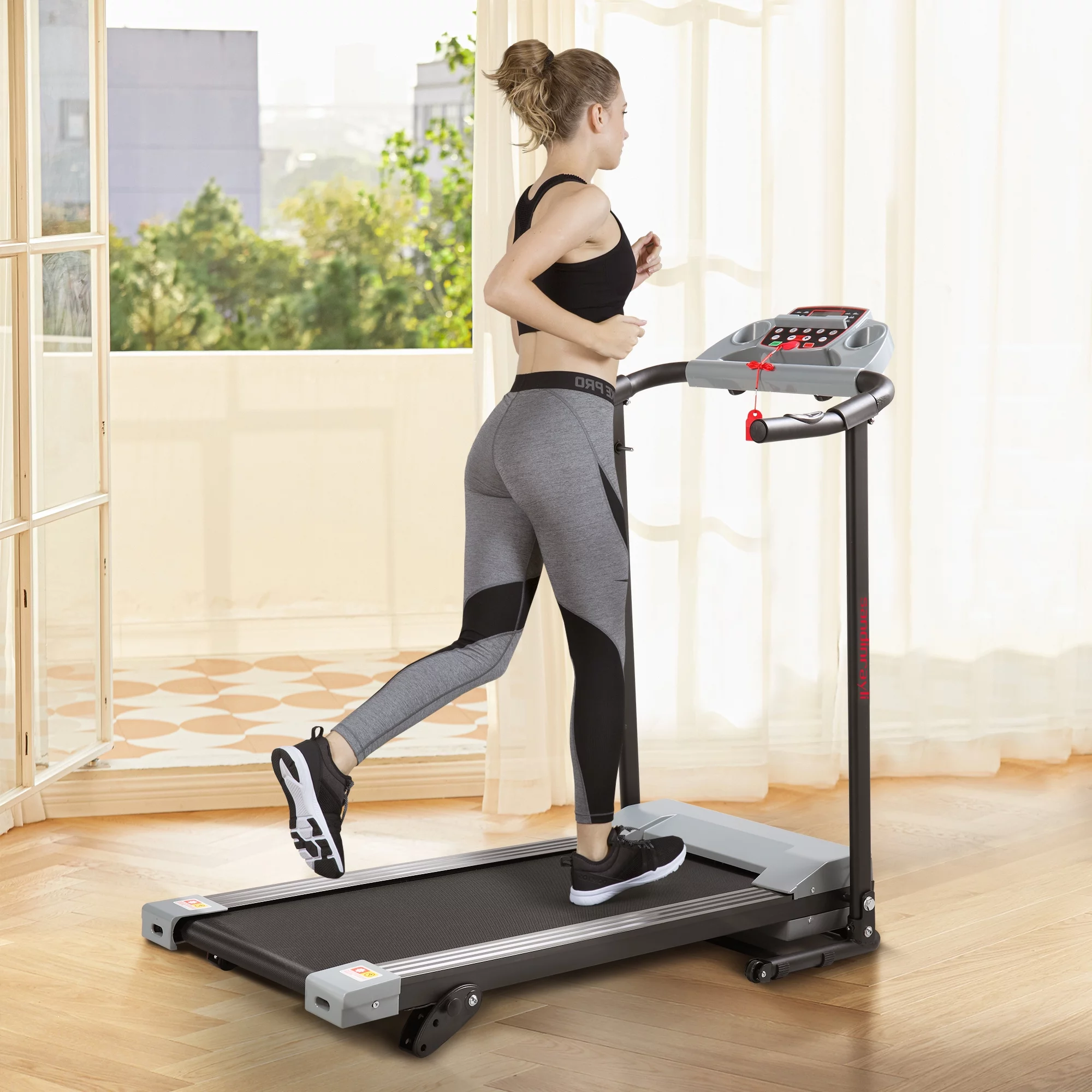 Jaxpety 2.0 HP Portable Folding Electric Treadmill 3 Incline Running Machine with LCD Display, Ipad and Drink Holder - Womvr