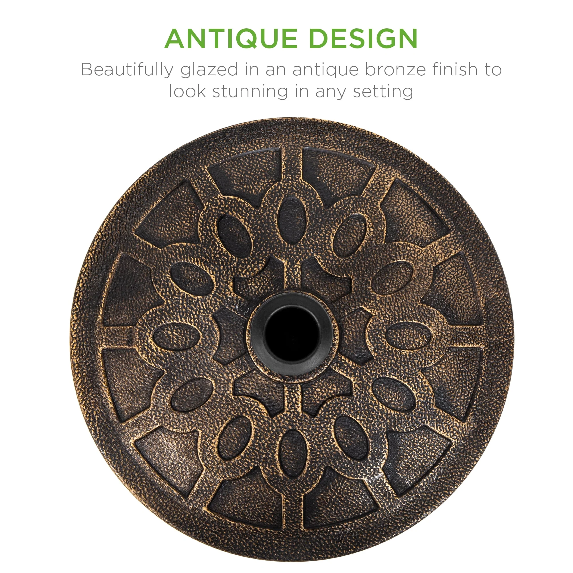 Best Choice Products 18in Round Heavy-Duty Steel Patio Umbrella Base Stand w/ Rust-Resistant Finish - Bronze - Womvr