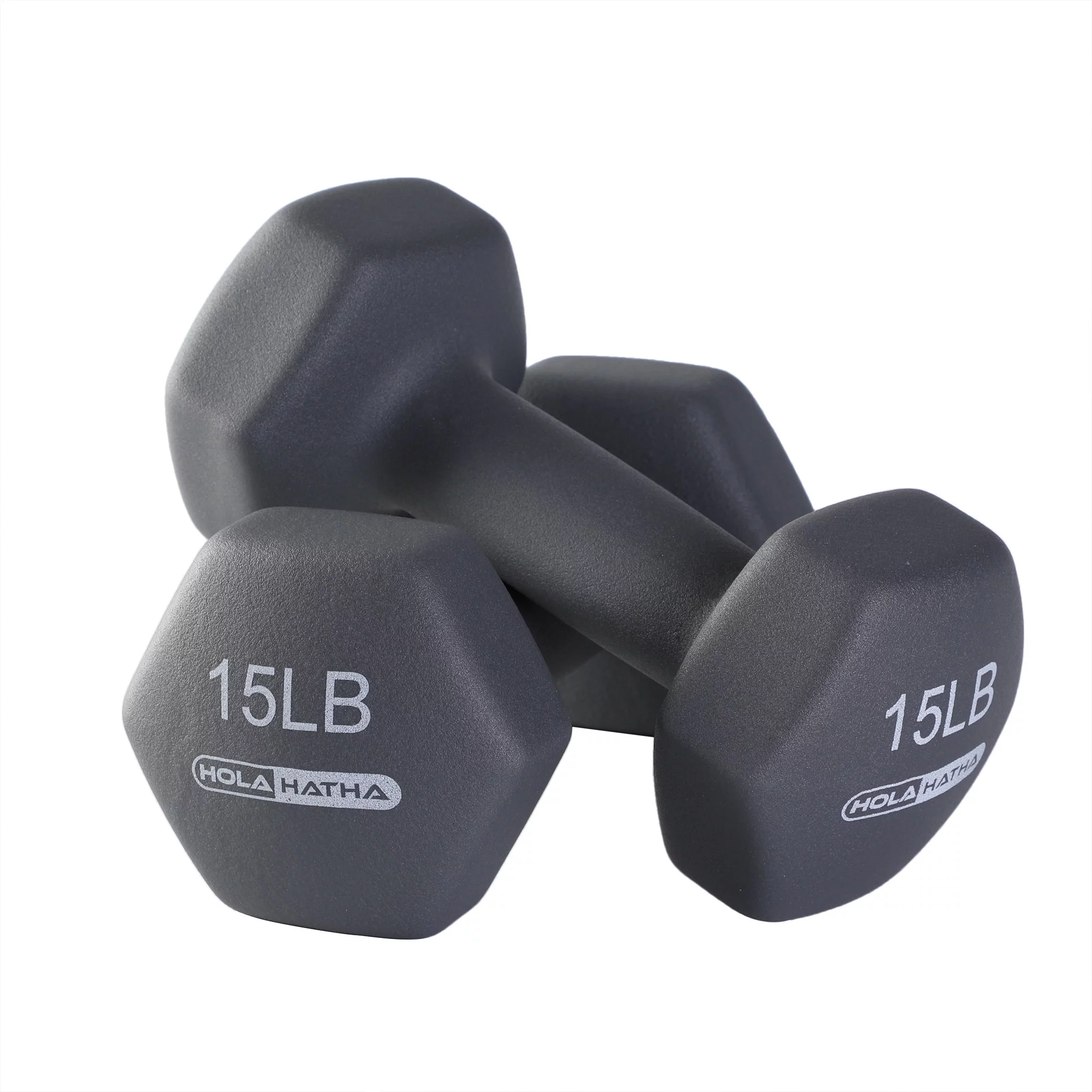 Open Box HolaHatha 5, 10, and 15 Pound Neoprene Free Hand Weight Set with Rack - Womvr