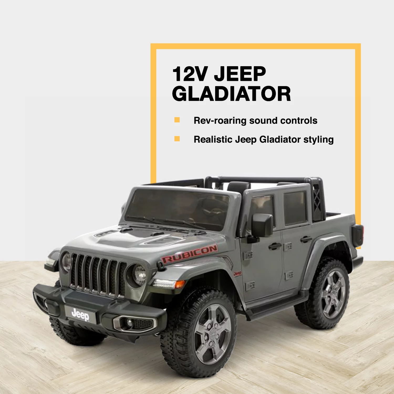 12V Jeep Gladiator Battery Powered Ride-on by Hyper Toys, Grey, for a Child Ages 3-8 - Womvr