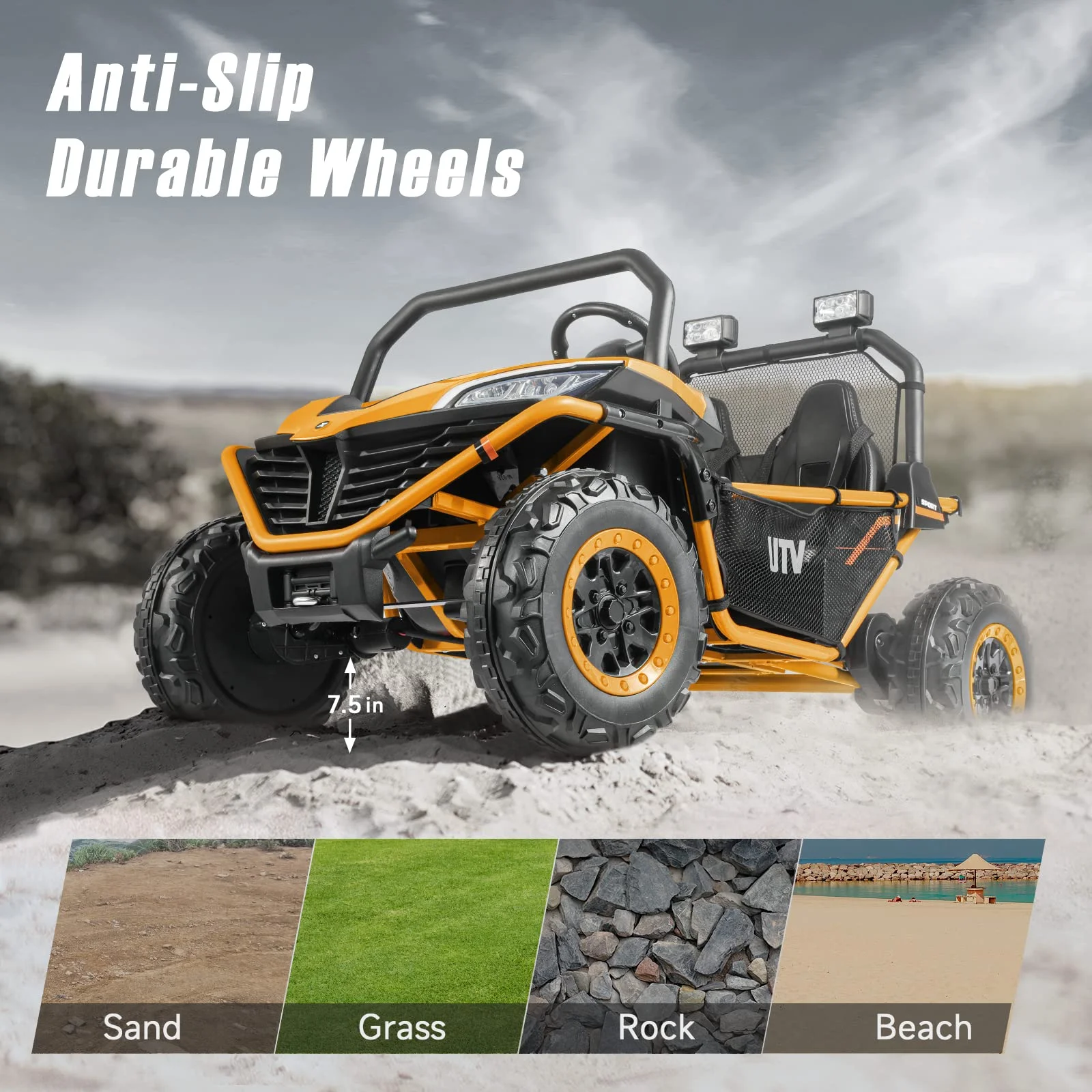 12 V Ride on Car,2 Seater Powered on Truck,4WD Electric Off-Road,Remote Control,Spring Suspension Ride on UTV for 3-8 Kids,Blue - Womvr