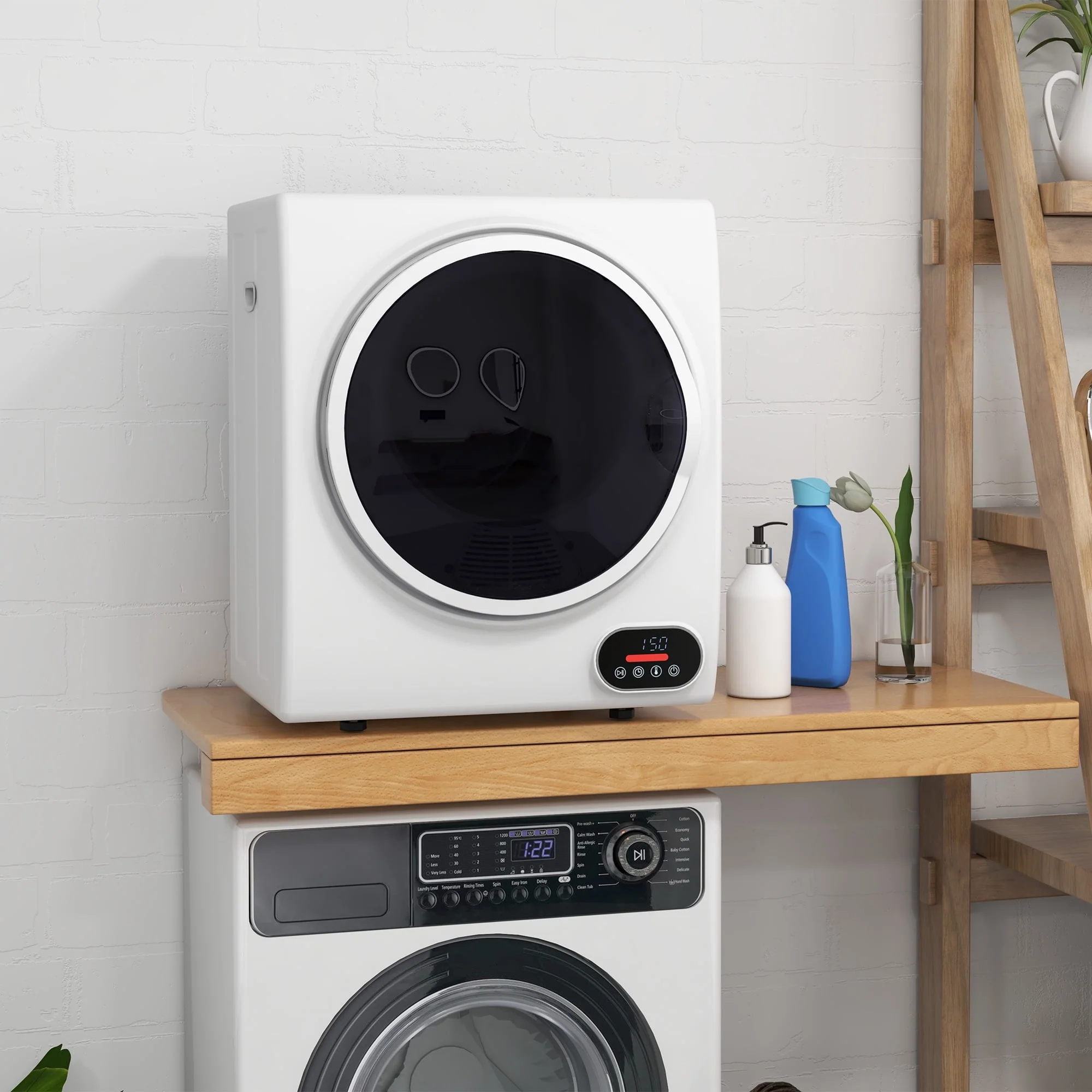 HOMCOM Portable Clothes Dryer 120V 850W Laundry Dryer for Apartment, Gray - Womvr