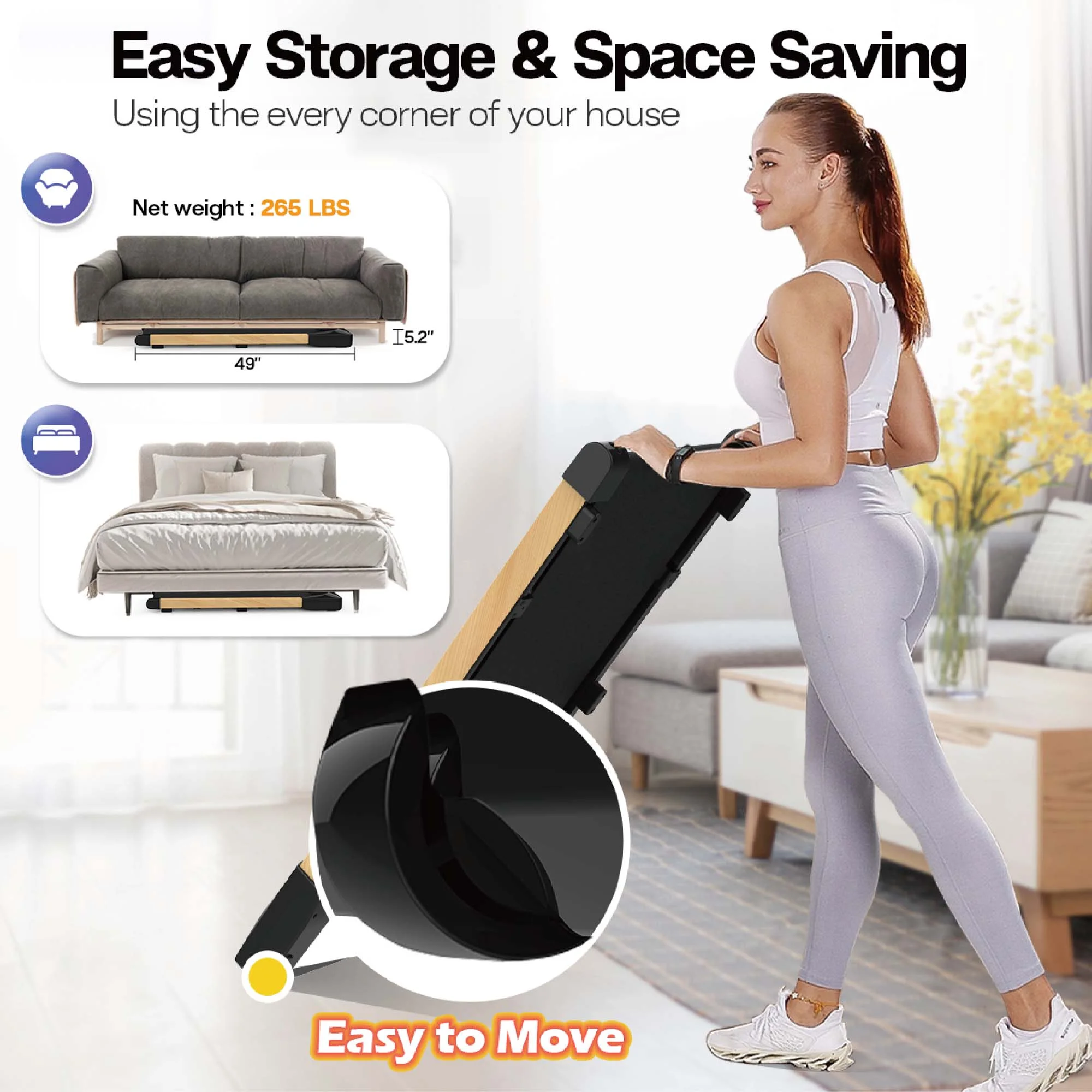 Aukfa Under Desk Treadmill, Slim Walking Pad for Home Office Workout, 245 lb Capacity, 4 mph Speed - Womvr