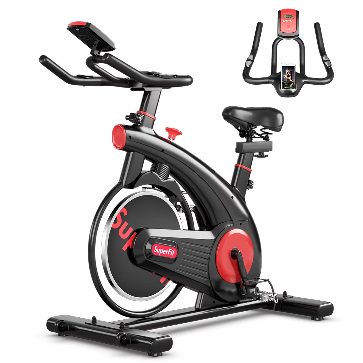 Topbuy Indoor Cycling Bike Workout Stationary Exercise Bicycle with Heart Rate Monitor - Womvr