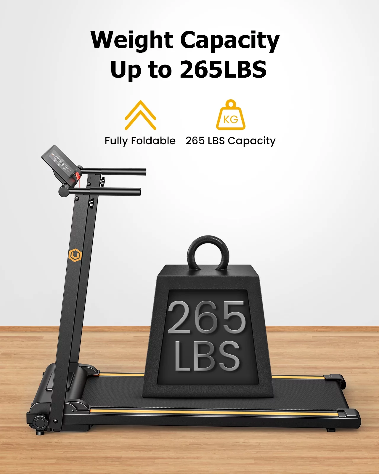 UREVO Folding Treadmill, 2.25HP Portable Mini Treadmills for Home Office, Compact Threadmill with 12 HIIT Modes, LCD Display, 265 lbs Capacity - Womvr