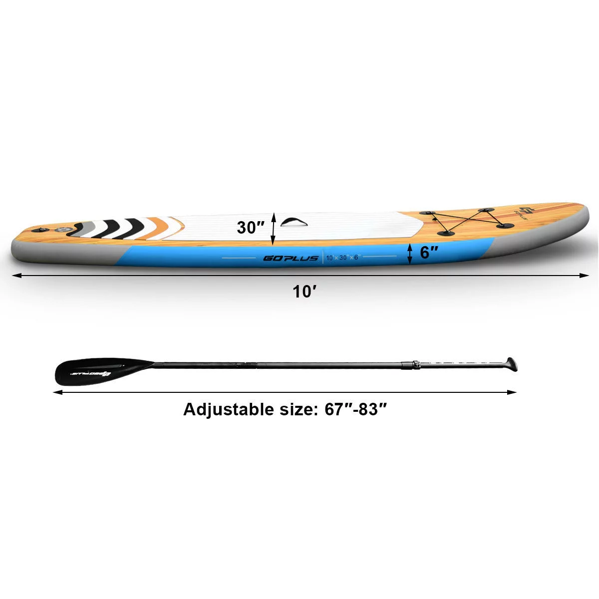 Costway 10' Inflatable Stand up Paddle Board Surfboard SUP W/ Bag Adjustable Paddle Fin - Womvr