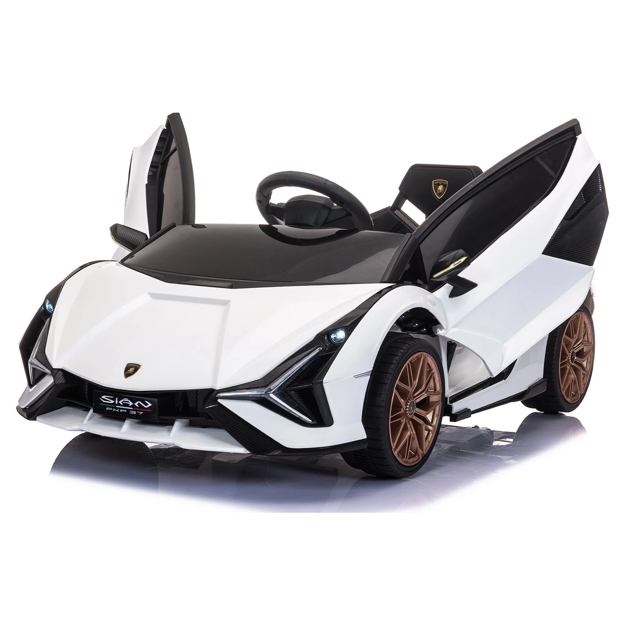 TOBBI 24V Lamborghini STO Licensed Kids Ride on Drift Car Gray Electric Car W/Remote Control LED Lights, up to 10 mph - Womvr