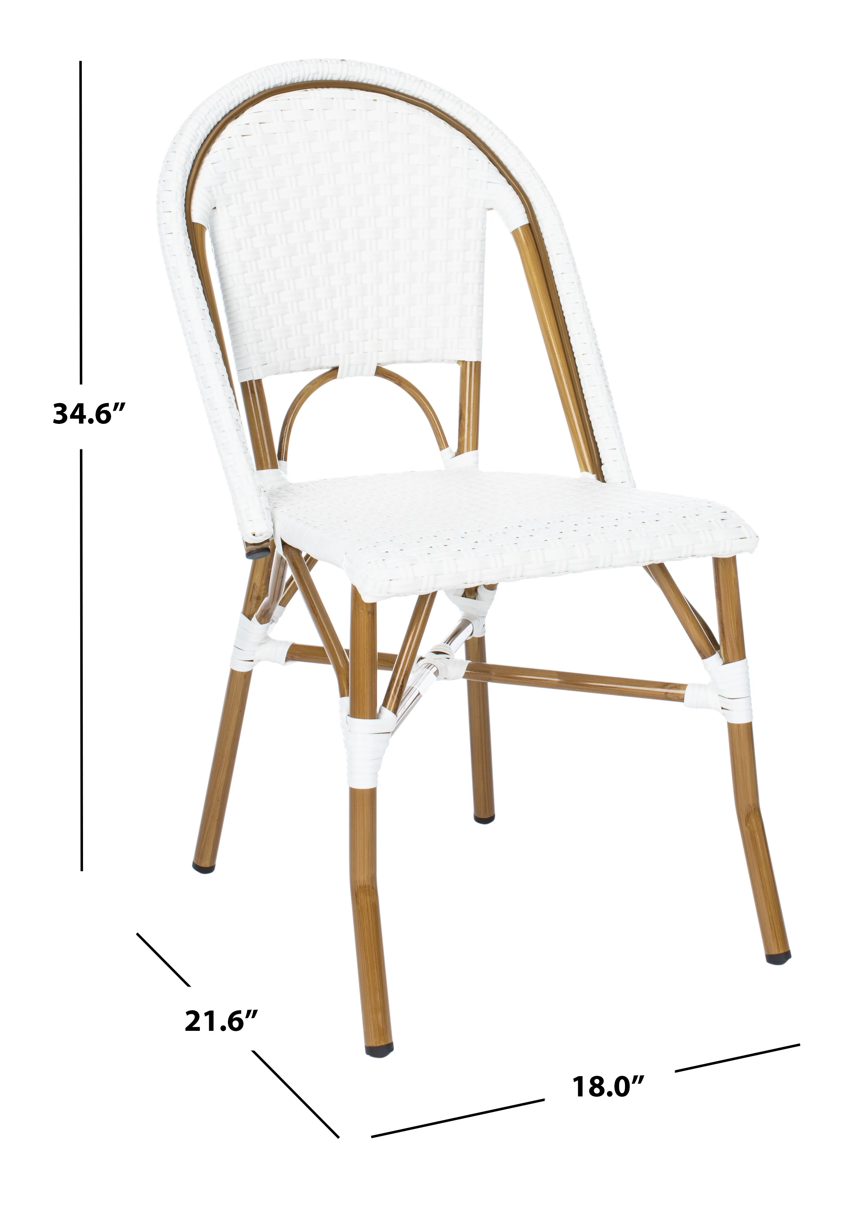 SAFAVIEH Salcha Outdoor French Bistro Side Chair, Blue/White, Set of 2 - Womvr