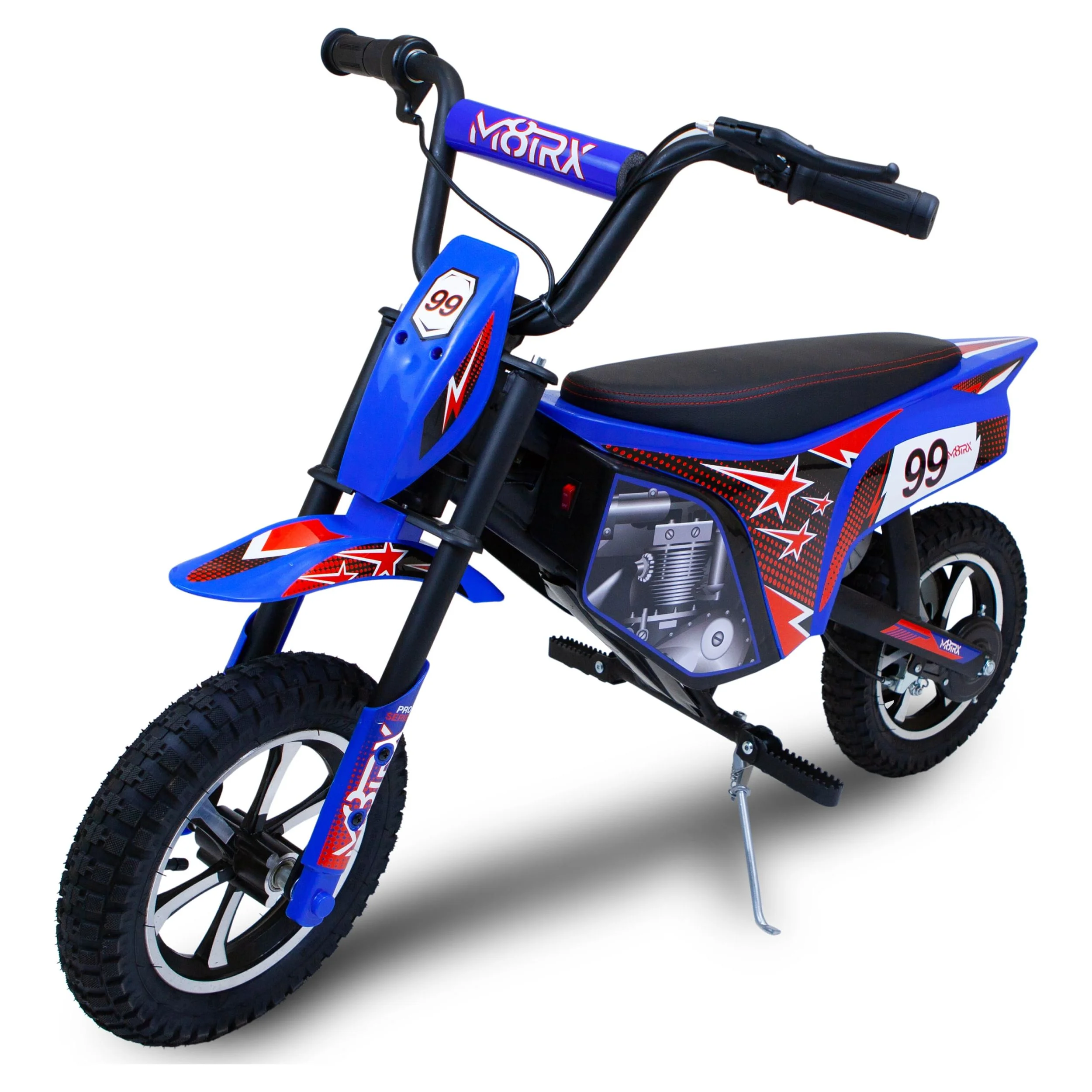 M8TRIX Blue 24V Electric Dirt Bike, Ride on Toy Motorcycle for Kids and Teens - Womvr