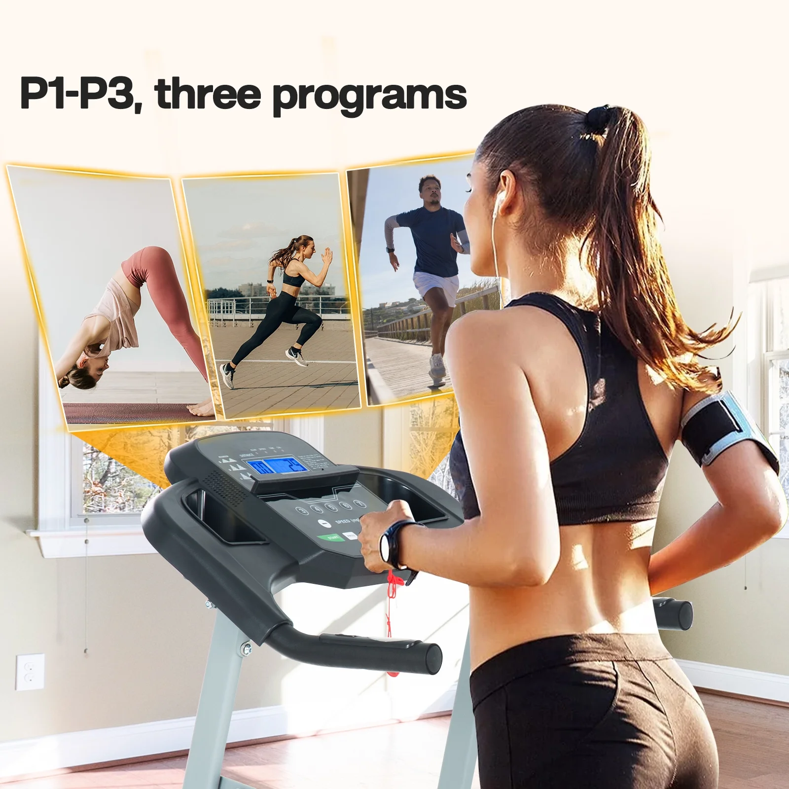 Aukfa Folding Treadmills for Home, 2.5 HP Running Machine Treadmill, 265 lbs Capacity, Silver - Womvr