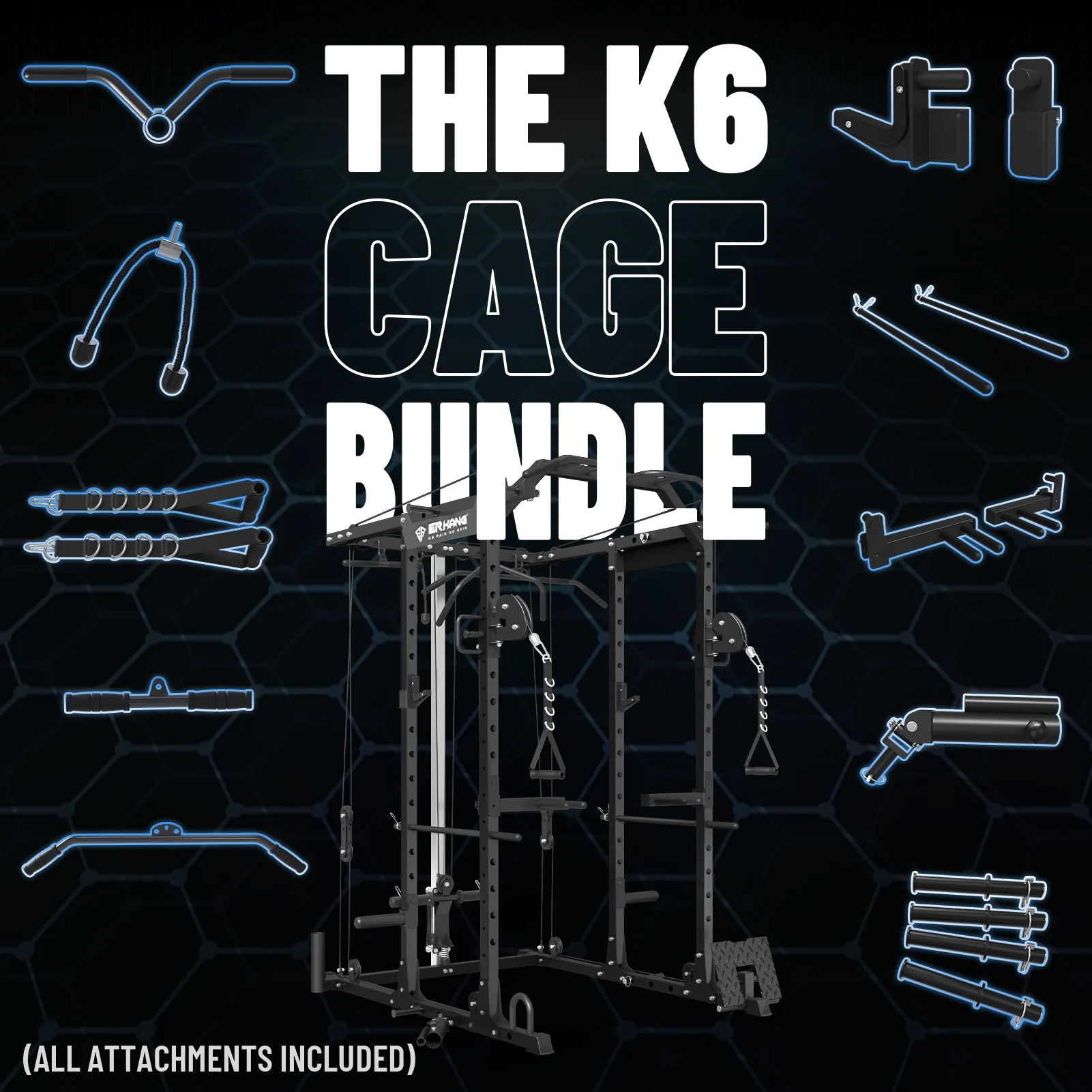 Mikolo Power Rack Cage, 1500 lbs Weight Rack with Cable Crossover Machine,Multi-Function Squat Rack with J Hooks,Dip Bars and Landmine for Home Gym (Red), Plate Loaded Machine - Womvr