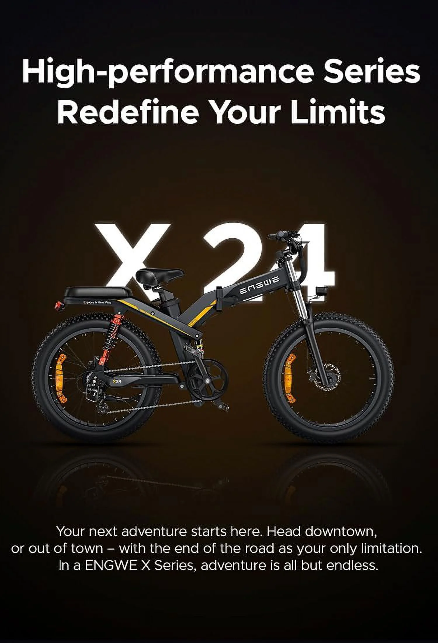 ENGWE X24 Electric Bike ,24''4.0 Fat Tire for Adults,1000W Motor 48V 29.2Ah Removable Dual Battery Full Suspension - Womvr