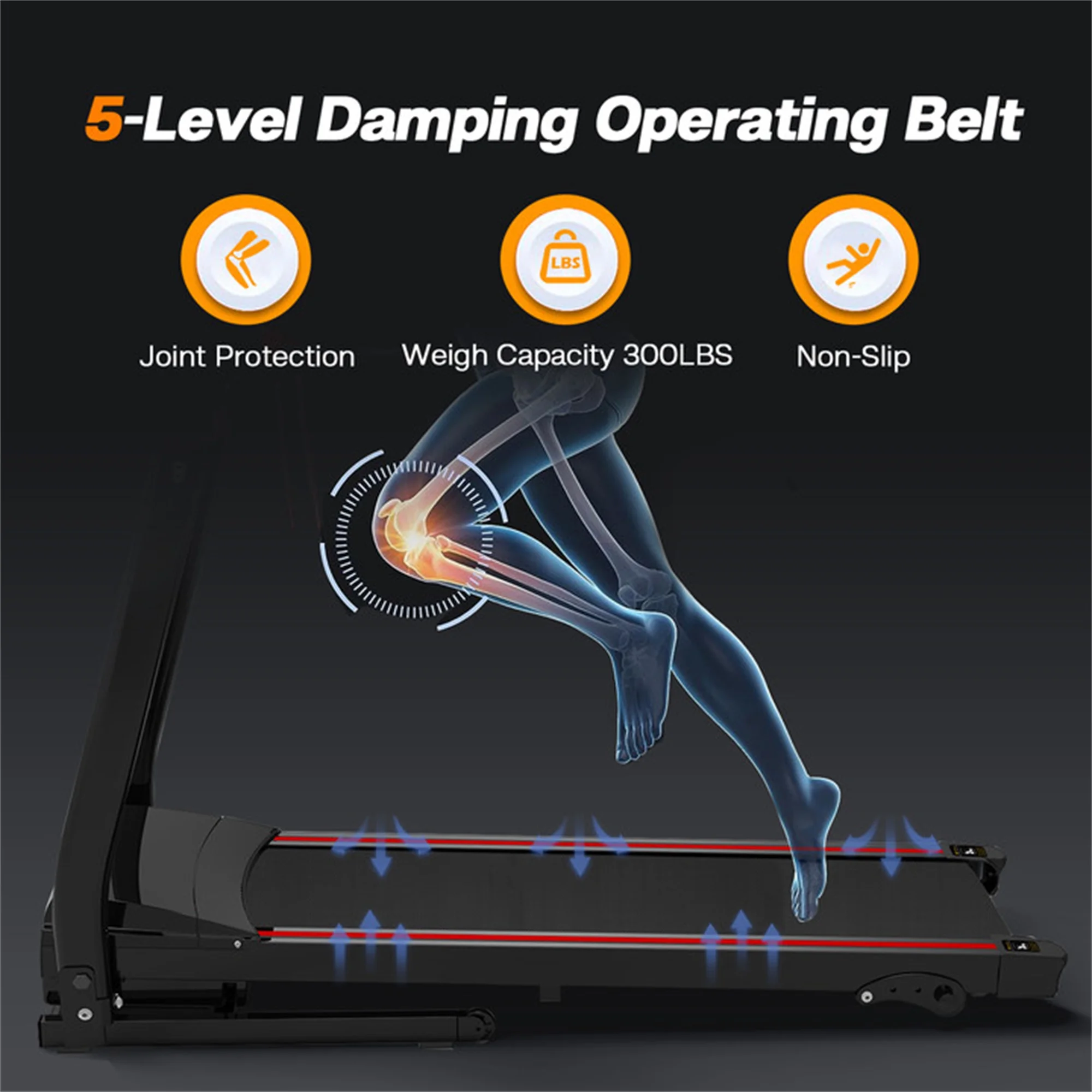 Aukfa Folding Treadmill with Incline, 265 lbs Capacity, 7.5 mph Max Speed for Home Gym Workout - Womvr