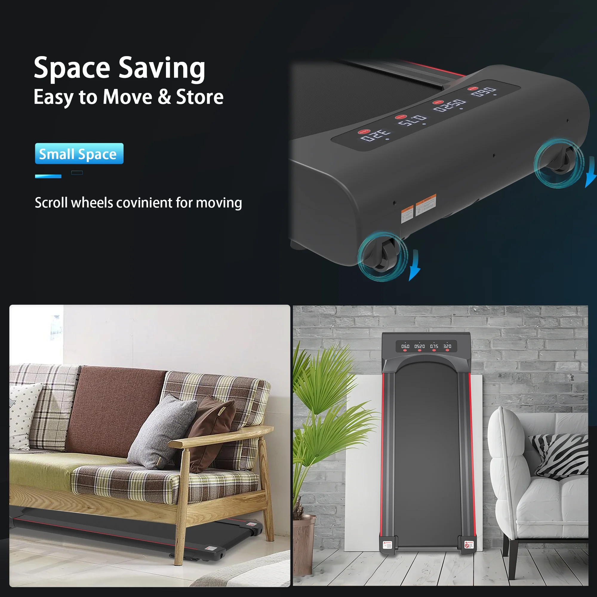 Aukfa Under Desk Treadmill, Slim Walking Pad for Home Office Workout, 245 lb Capacity, 4 mph Speed - Womvr