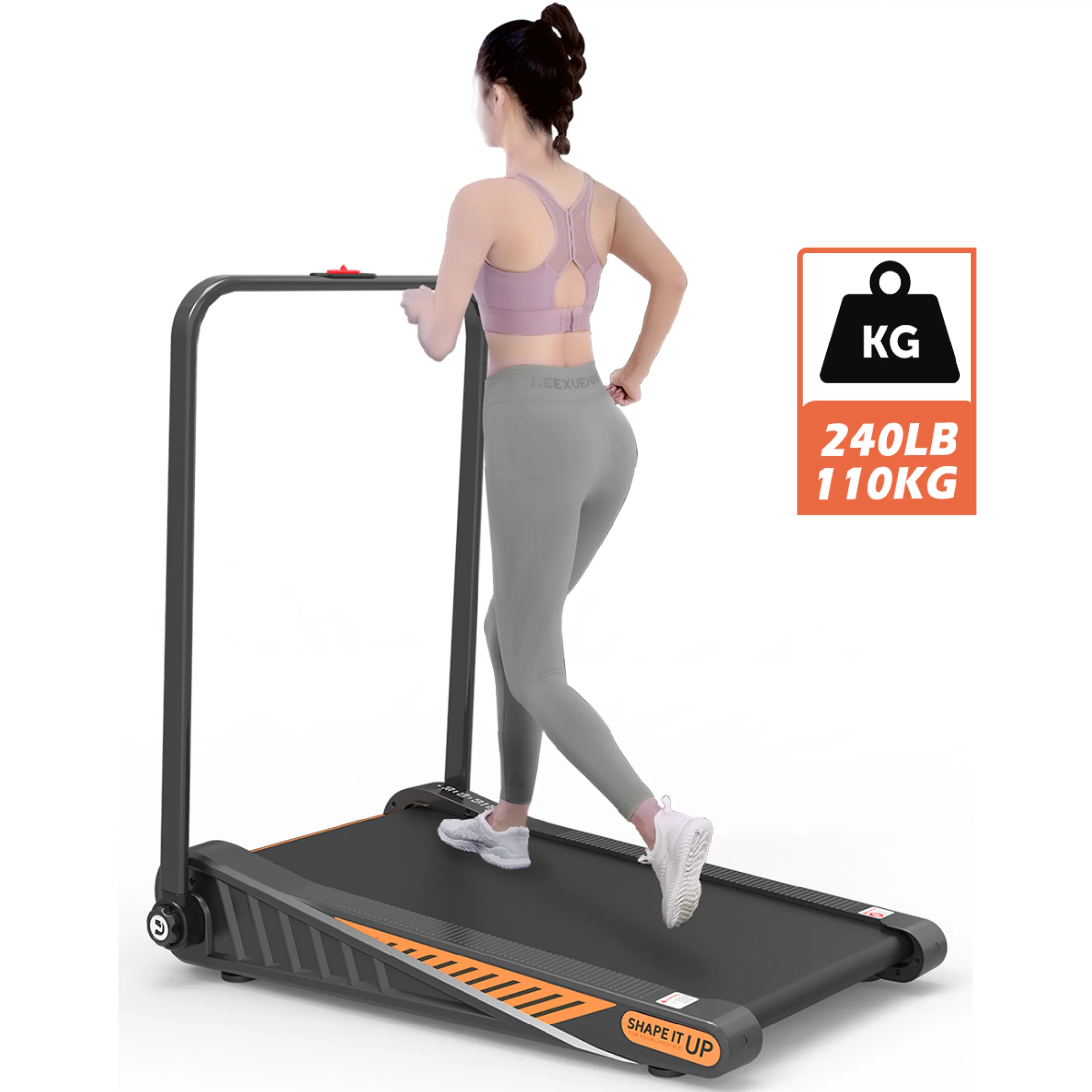Mini Treadmill 2 in 1 Under Desk Treadmill with Handle, Folding Walking Pad 280 lb Capacity, 2.5HP Portable Treadmill with Remote Control and LED Display, Space Saving Treadmill for Home/Office Use - Womvr