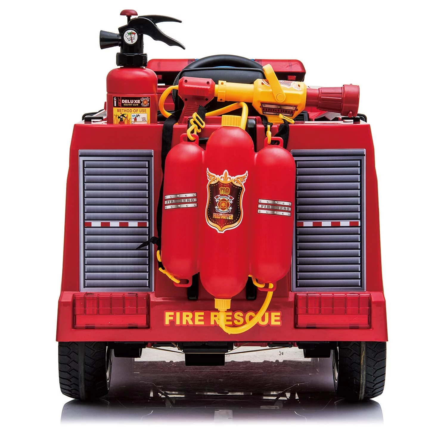 Pirecart 12V Kids Ride on Car Electric Powered Fire Truck Toy with Remote Control, LED Lights - Womvr