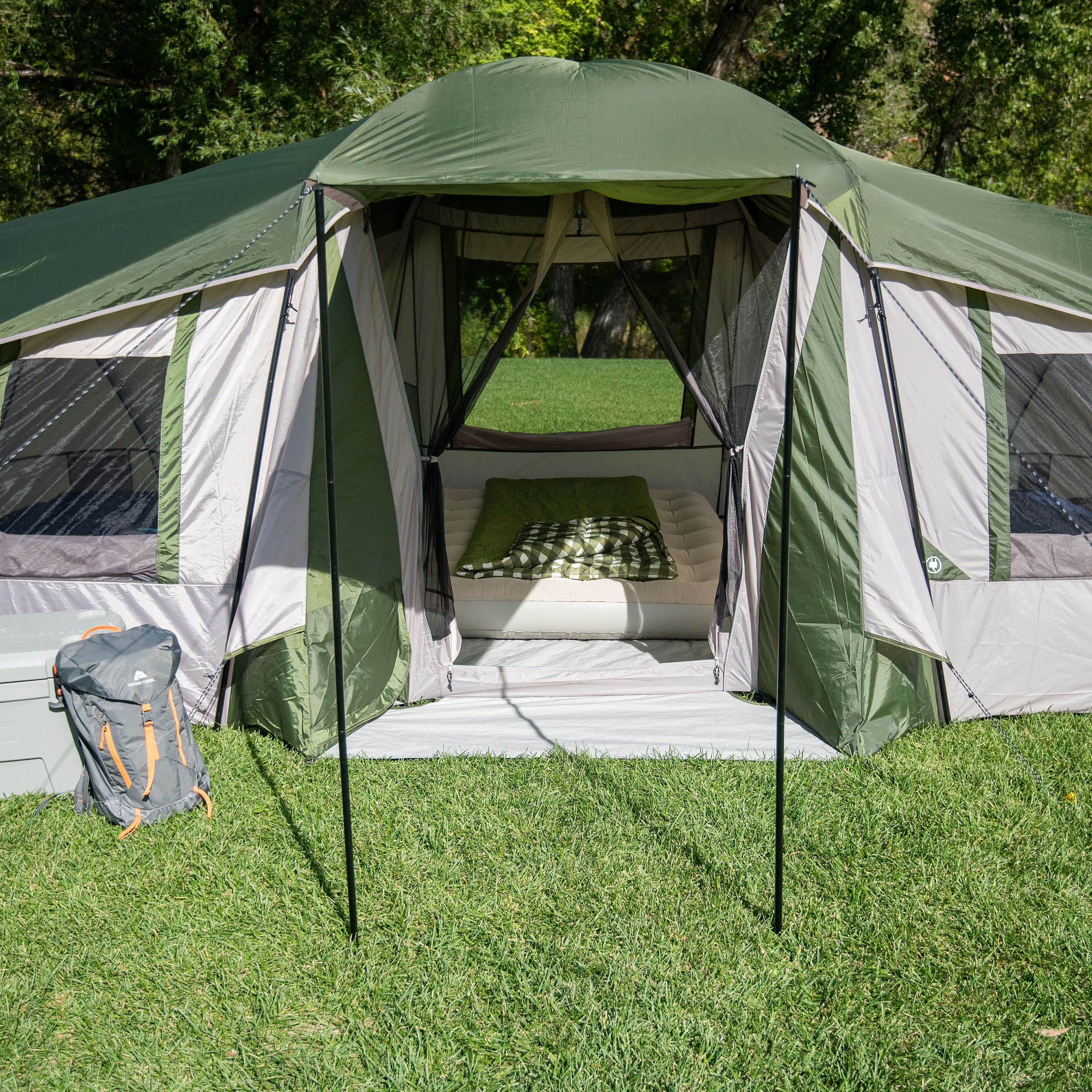 Ozark Trail 10-Person 3-Room Vacation Tent, with Shade Awning - Womvr