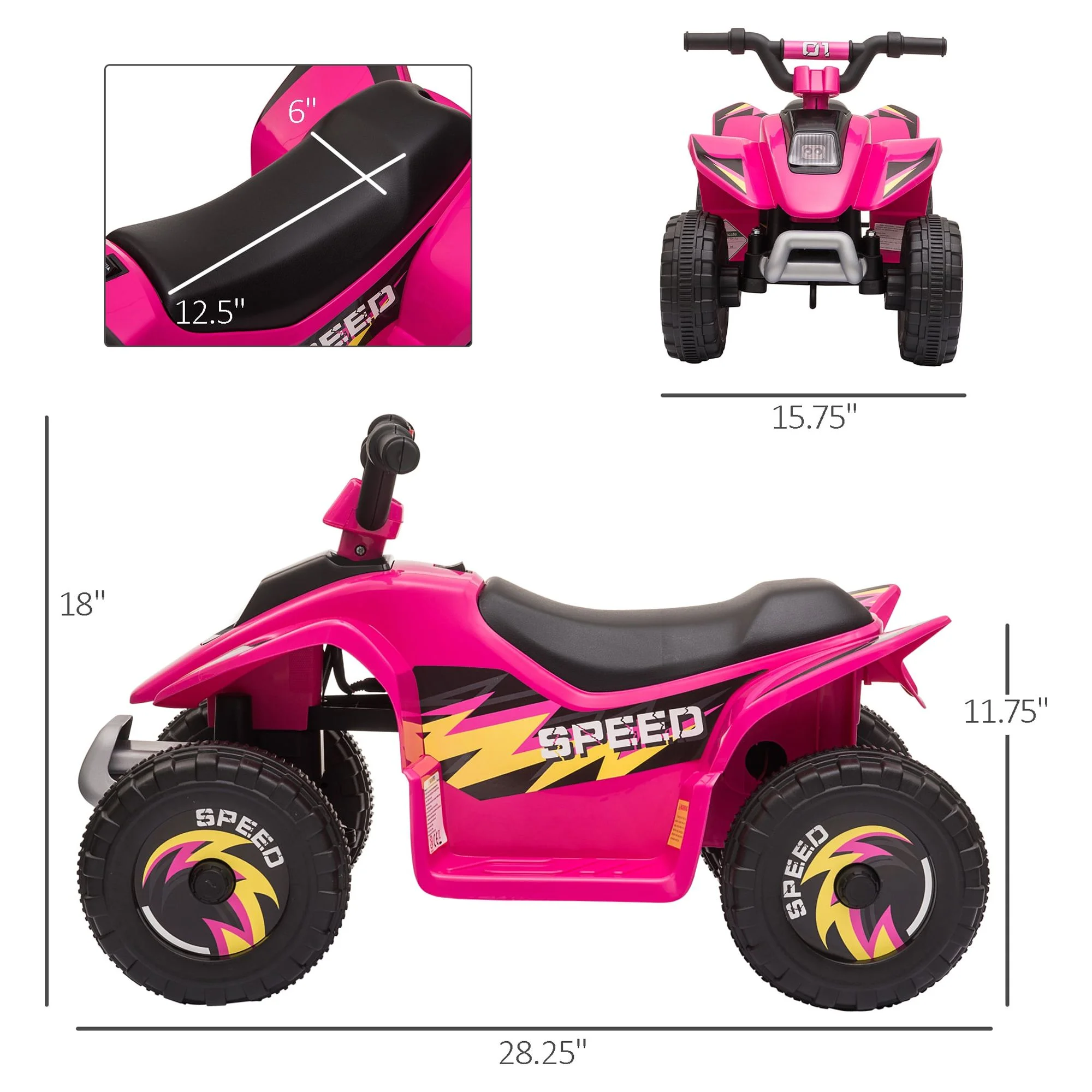 Aosom 6V Kids Electric Ride on Car with Big Wheels 18-36 Months Old - Womvr