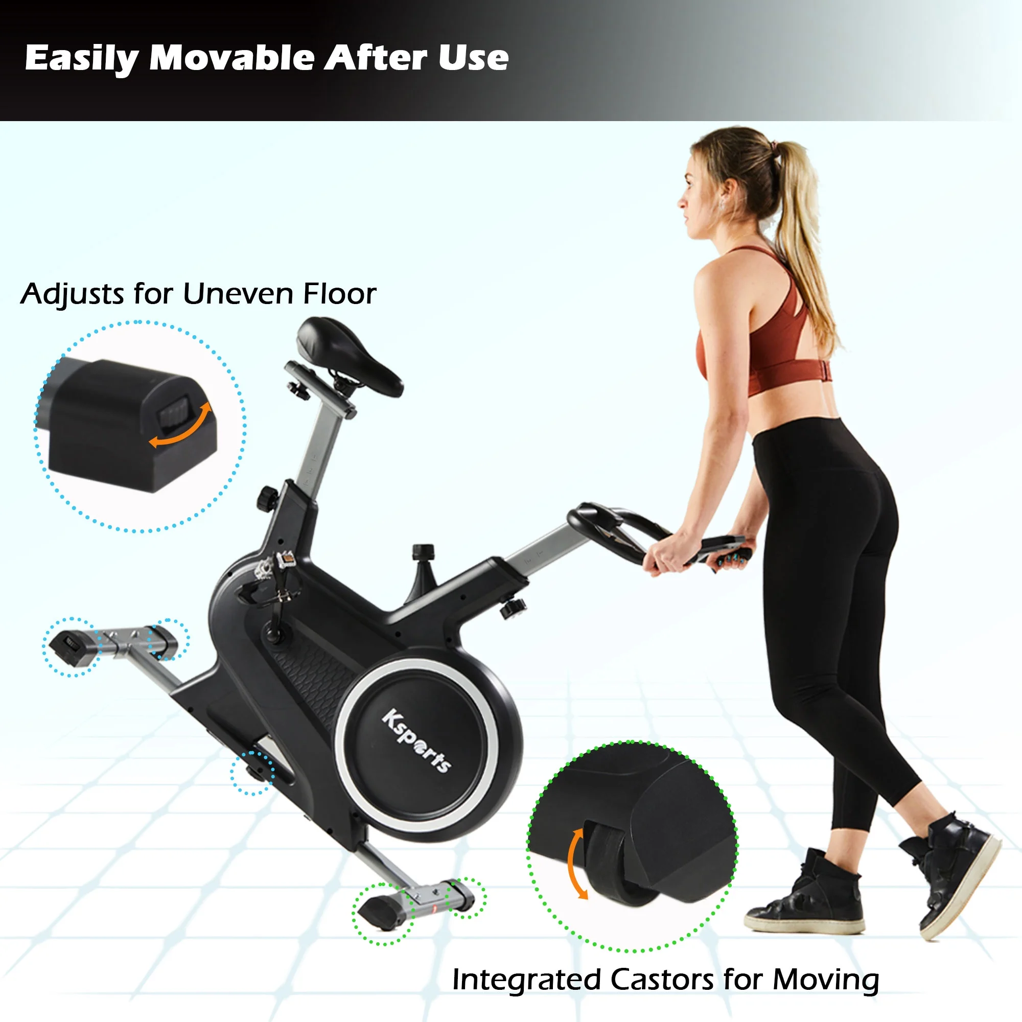 Ksports Wool Felt Resistance Exercise Bike with Ab Workout Function - Womvr