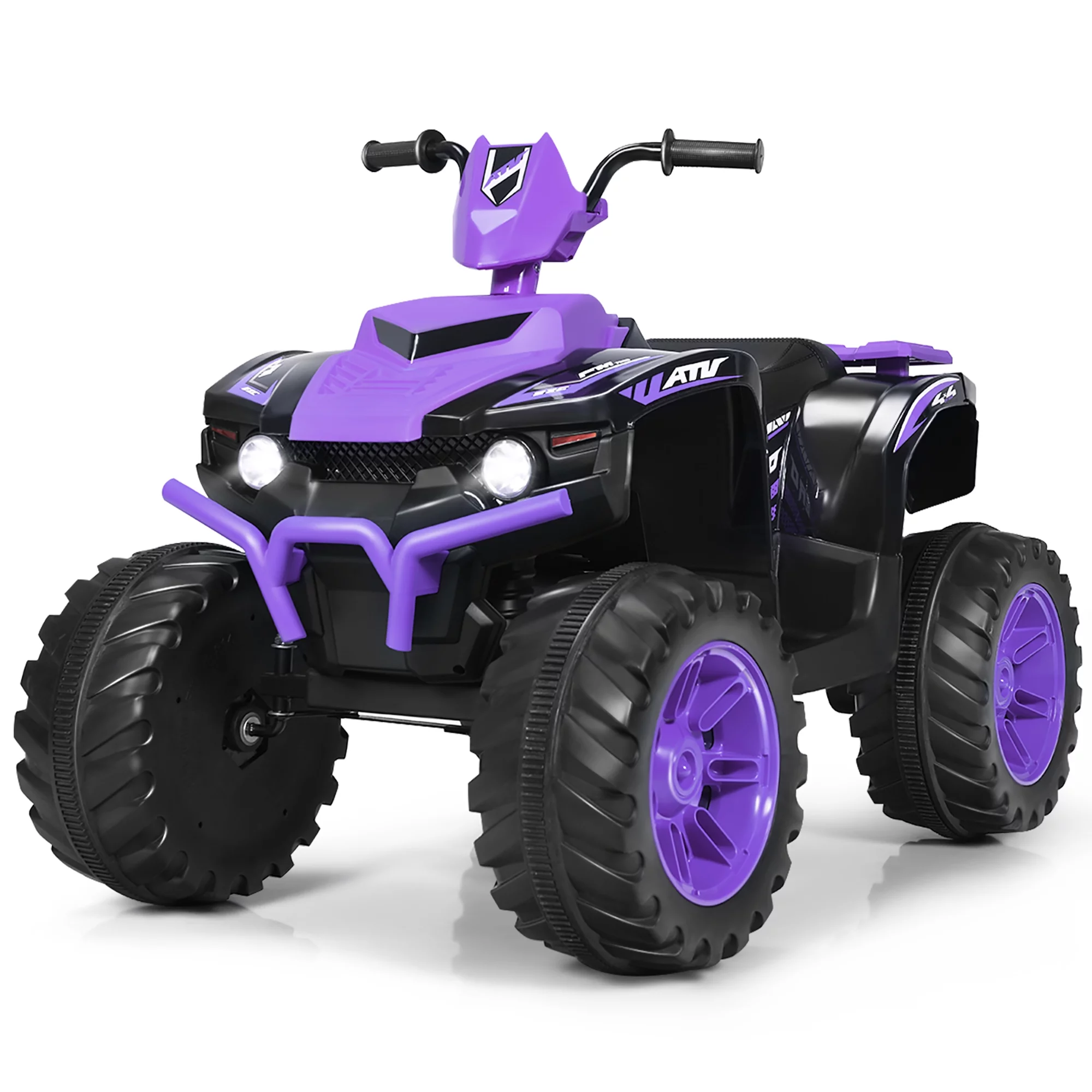 Costway 12V Kids 4-Wheeler ATV Quad Ride On Car w/ LED Lights Music  USB Navy - Womvr