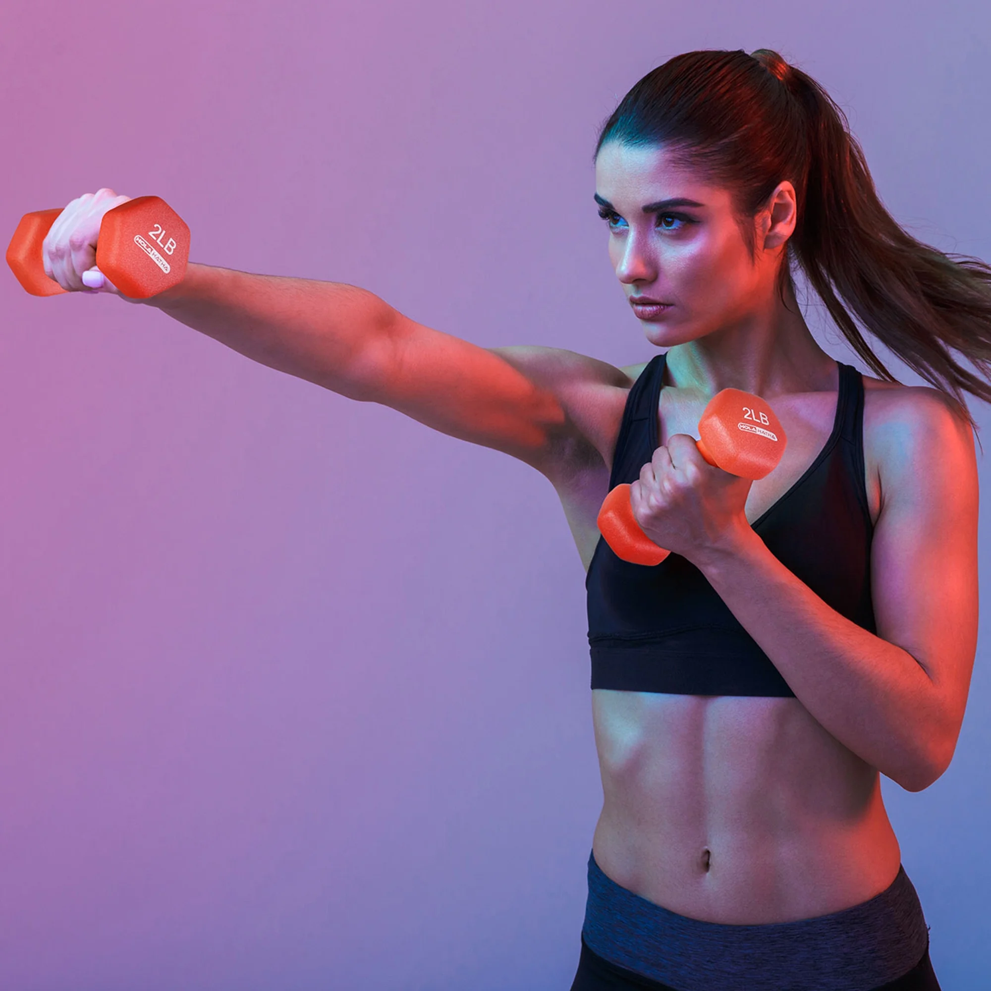 HolaHatha 2, 3, and 5 Pound Neoprene Dumbbell Free Weight Set with Rack - Womvr