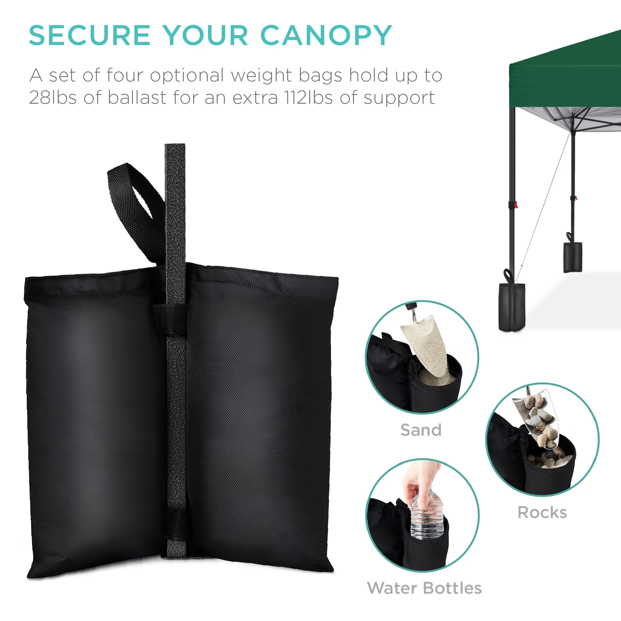 Best Choice Products 10x10ft Easy Setup Pop Up Canopy w/ 1-Button Setup, Wheeled Case, 4 Weight Bags - Cerulean - Womvr