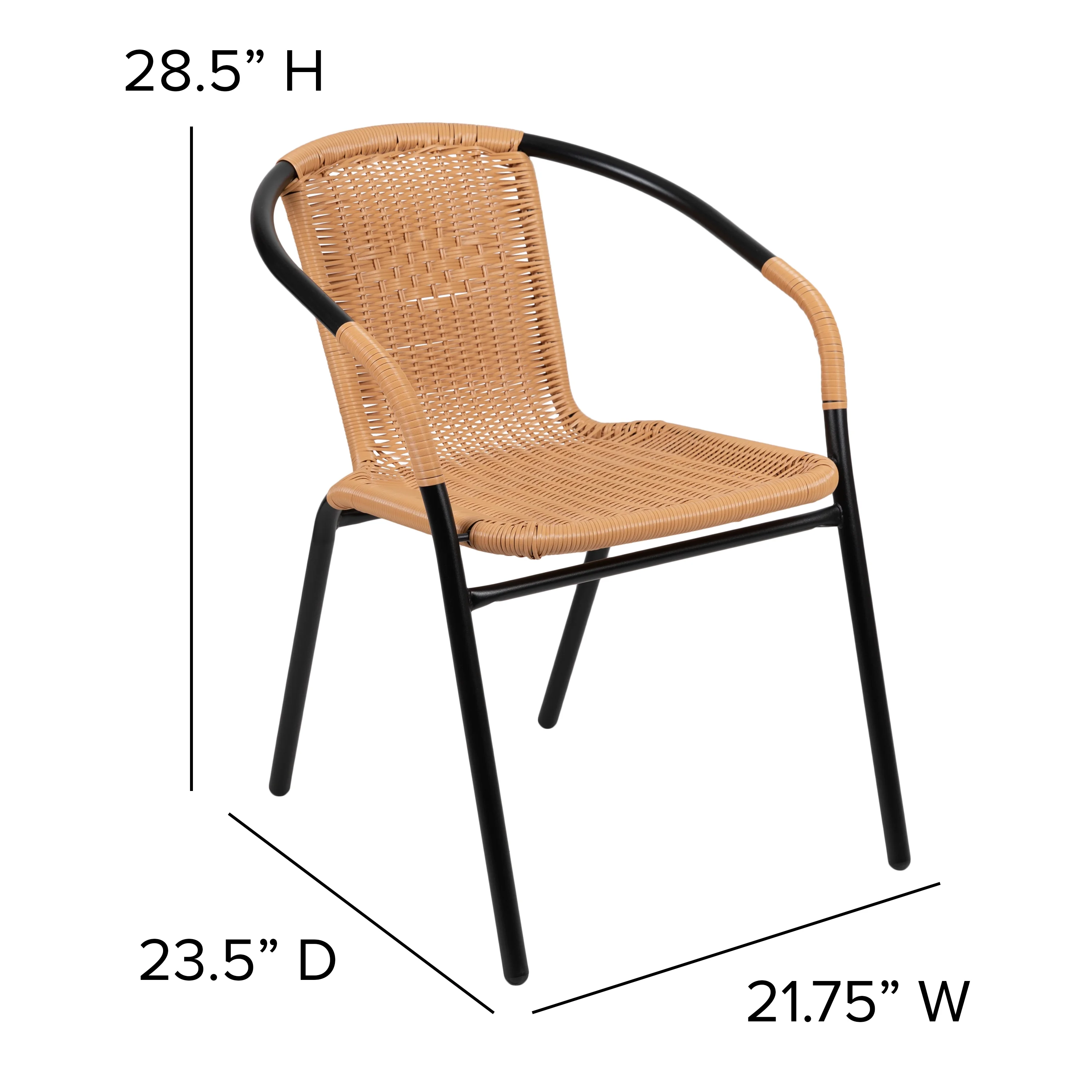 Emma + Oliver 2 Pack Gray Rattan Indoor-Outdoor Restaurant Stack Chair with Curved Back - Womvr
