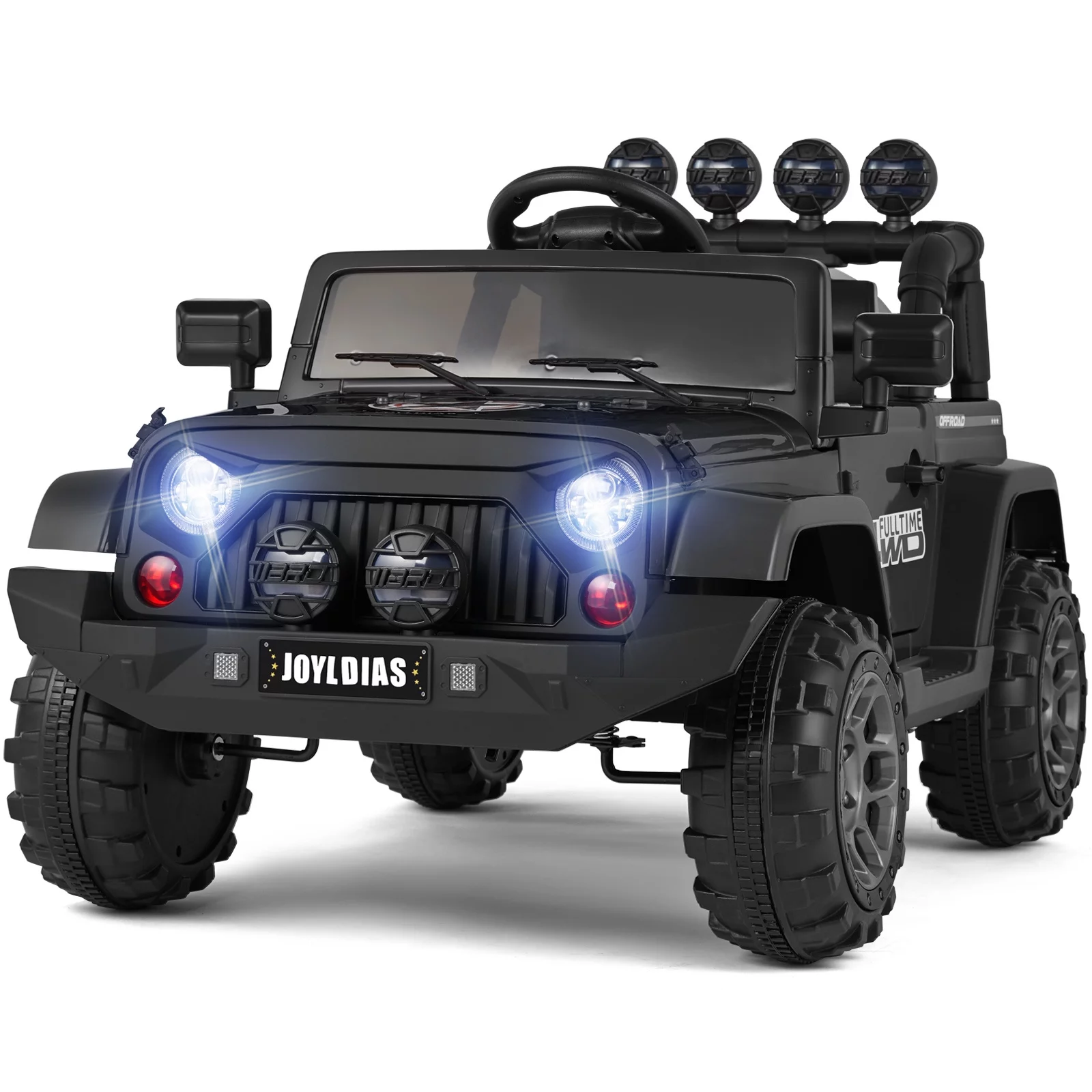 JOYLDIAS 12V Kids Ride on Truck Electric Car with DIY Stickers, Bluetooth, Remote Control, MP3 Player, LED Lights (Pink) - Womvr