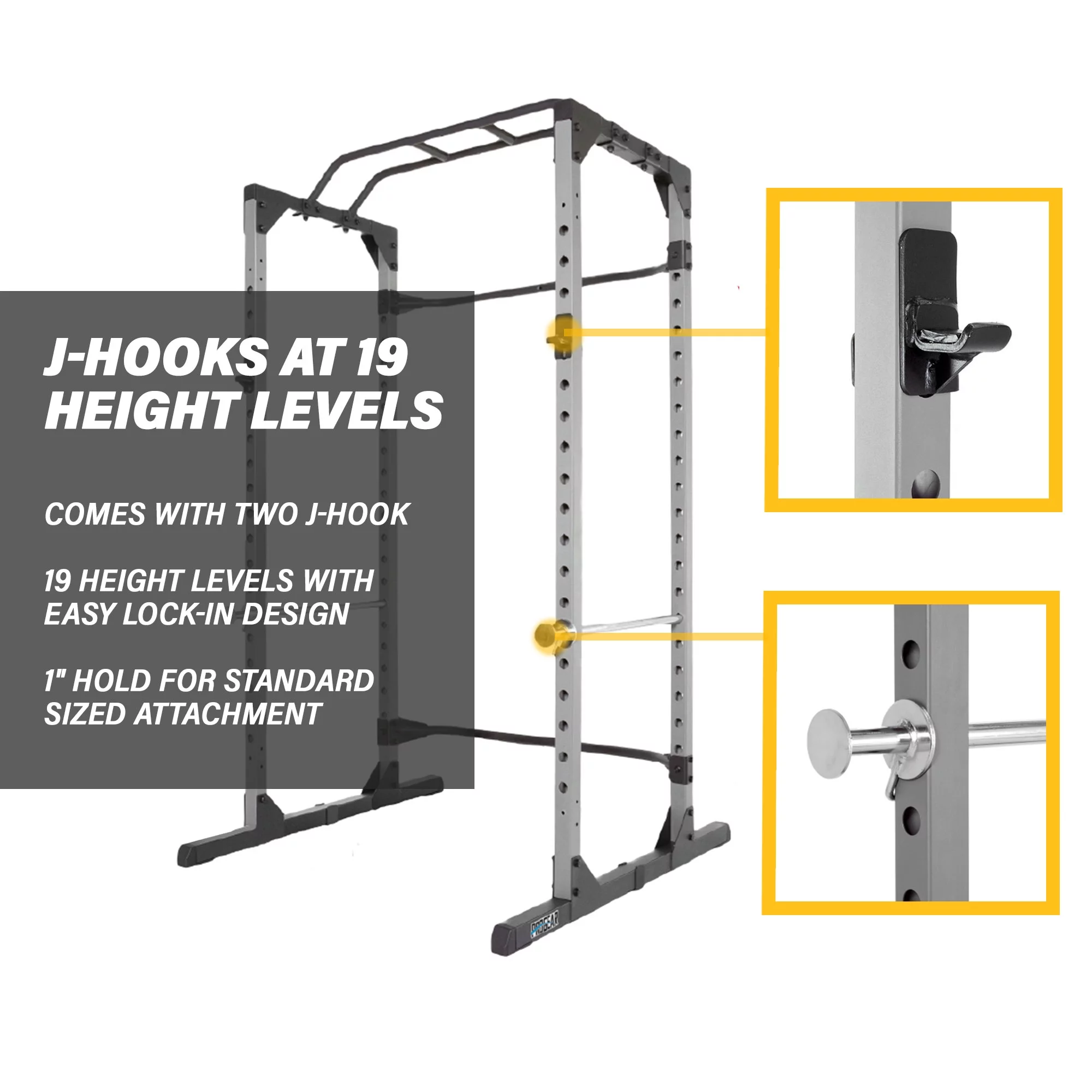 ProGear Squat Rack Power Cage with J-Hooks, Ultra Strength 800lb Weight Capacity, Optional Lat Pulldown Attachment - Womvr
