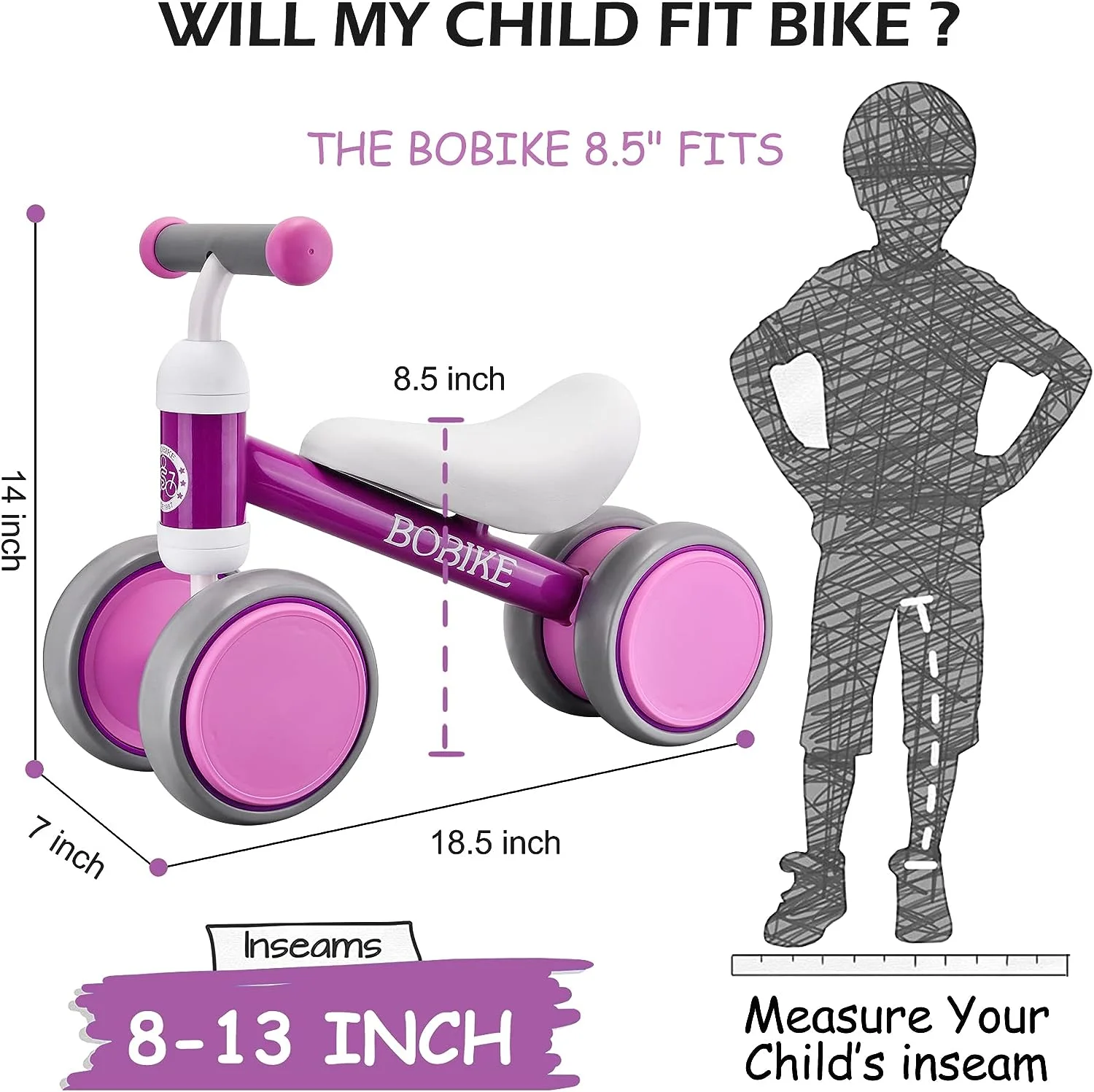 Bobike Baby Balance Bike Toys for 1 Year Old 10-24 Months Toddler Walker Bicycle Pink - Womvr