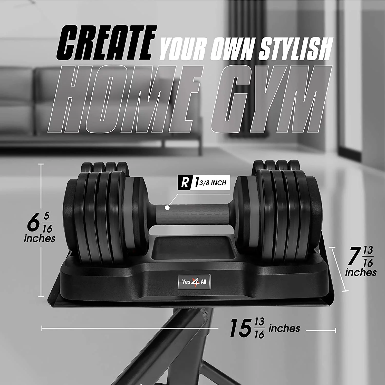 Yes4All 55lbs Adjustable Dumbbell, Quick Select 15-55 Red, Pair - Womvr