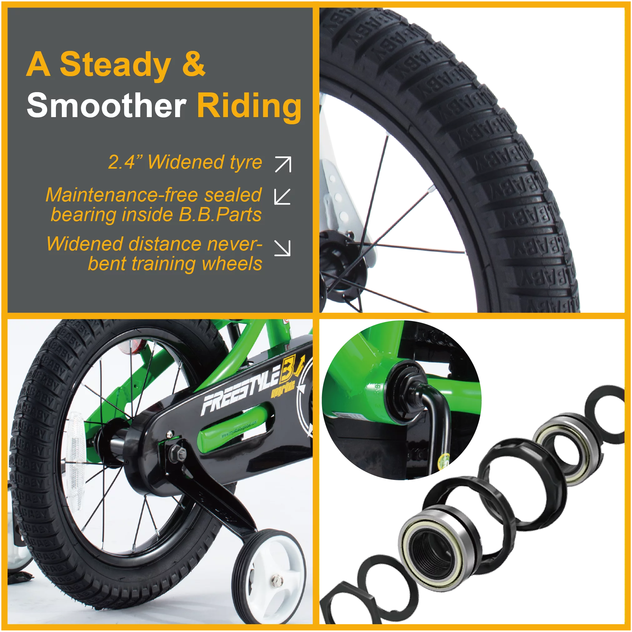 Royalbaby Freestyle Kids Bike 12 14 16 18 20 Inch Bicycle for Boys Girls Ages 3-12 Years, Multiple Color Options - Womvr