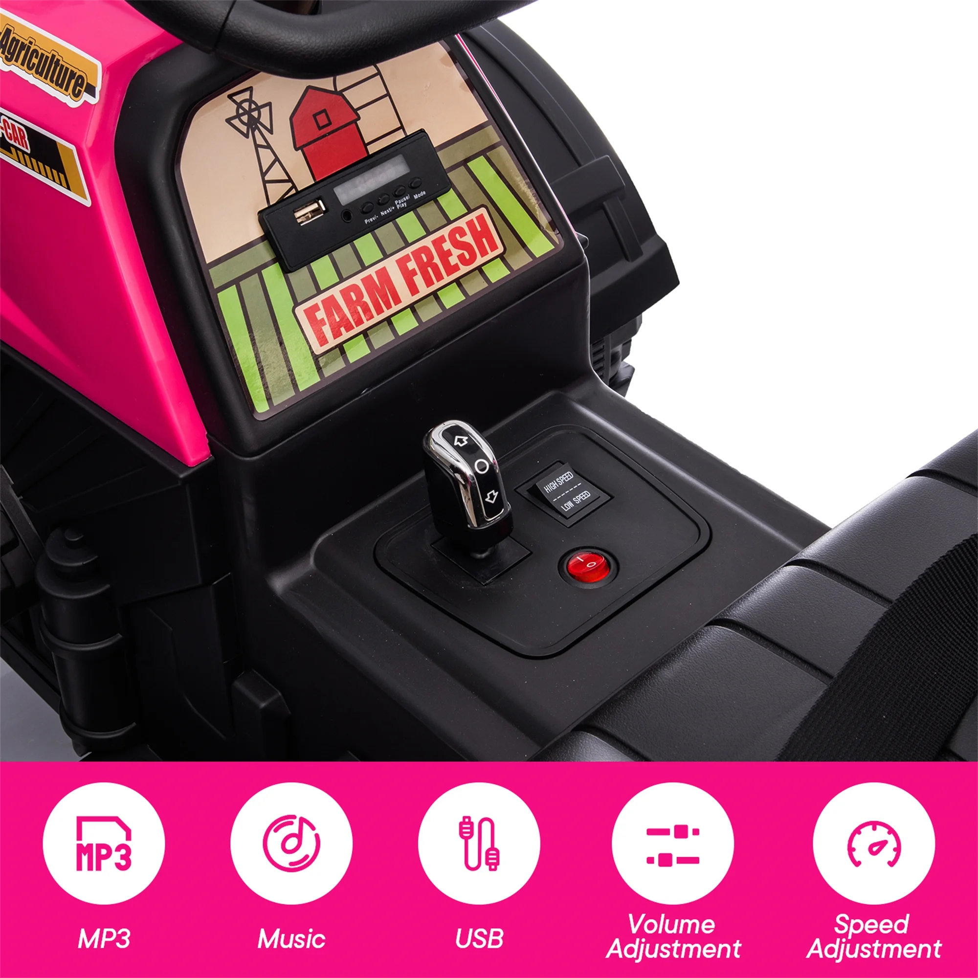 Hikiddo 24 Volt Ride on Toys, Kids Electric Ride On Tractor with Trailer & Remote - Green - Womvr