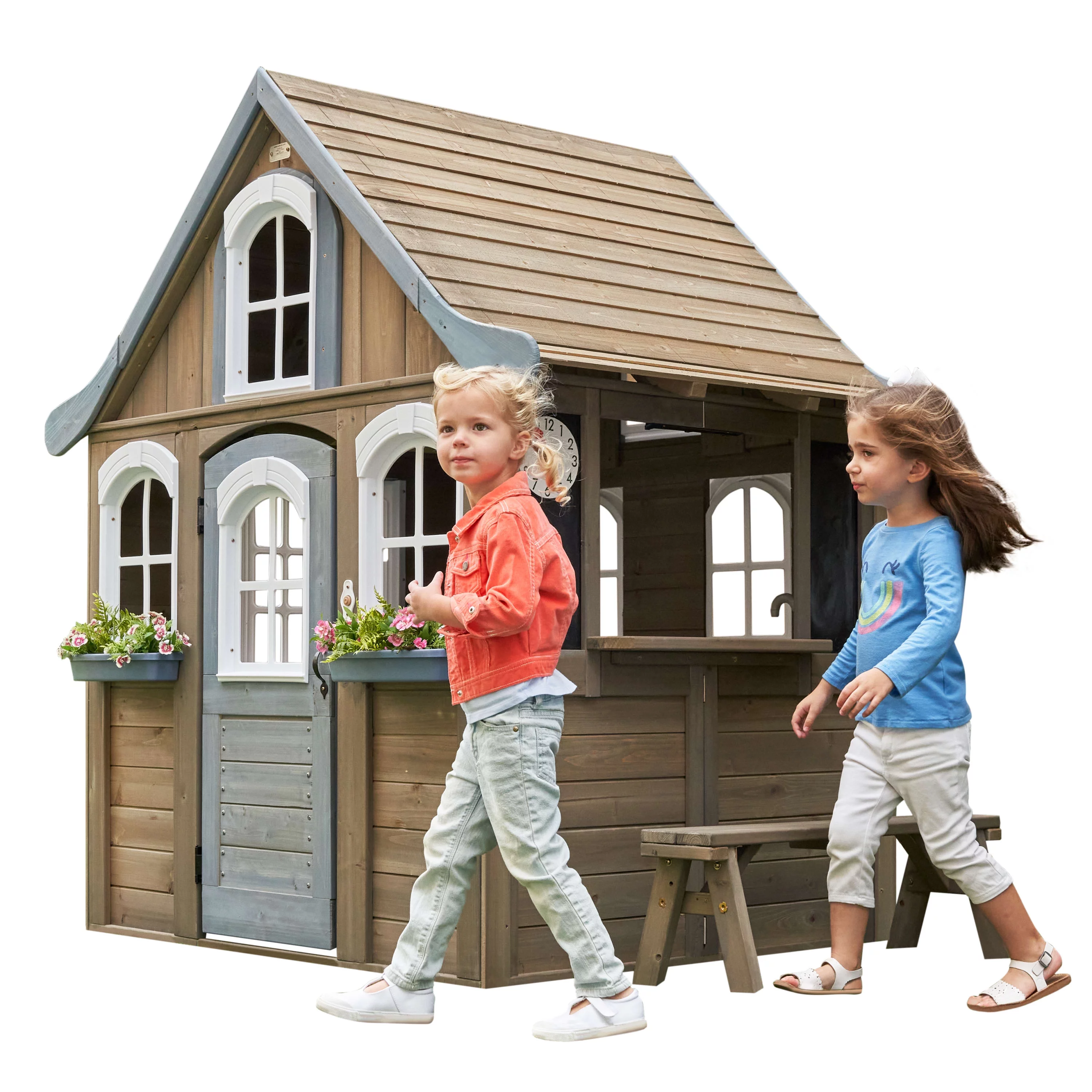 KidKraft Forestview II Wooden Outdoor Playhouse with Kitchen - Womvr