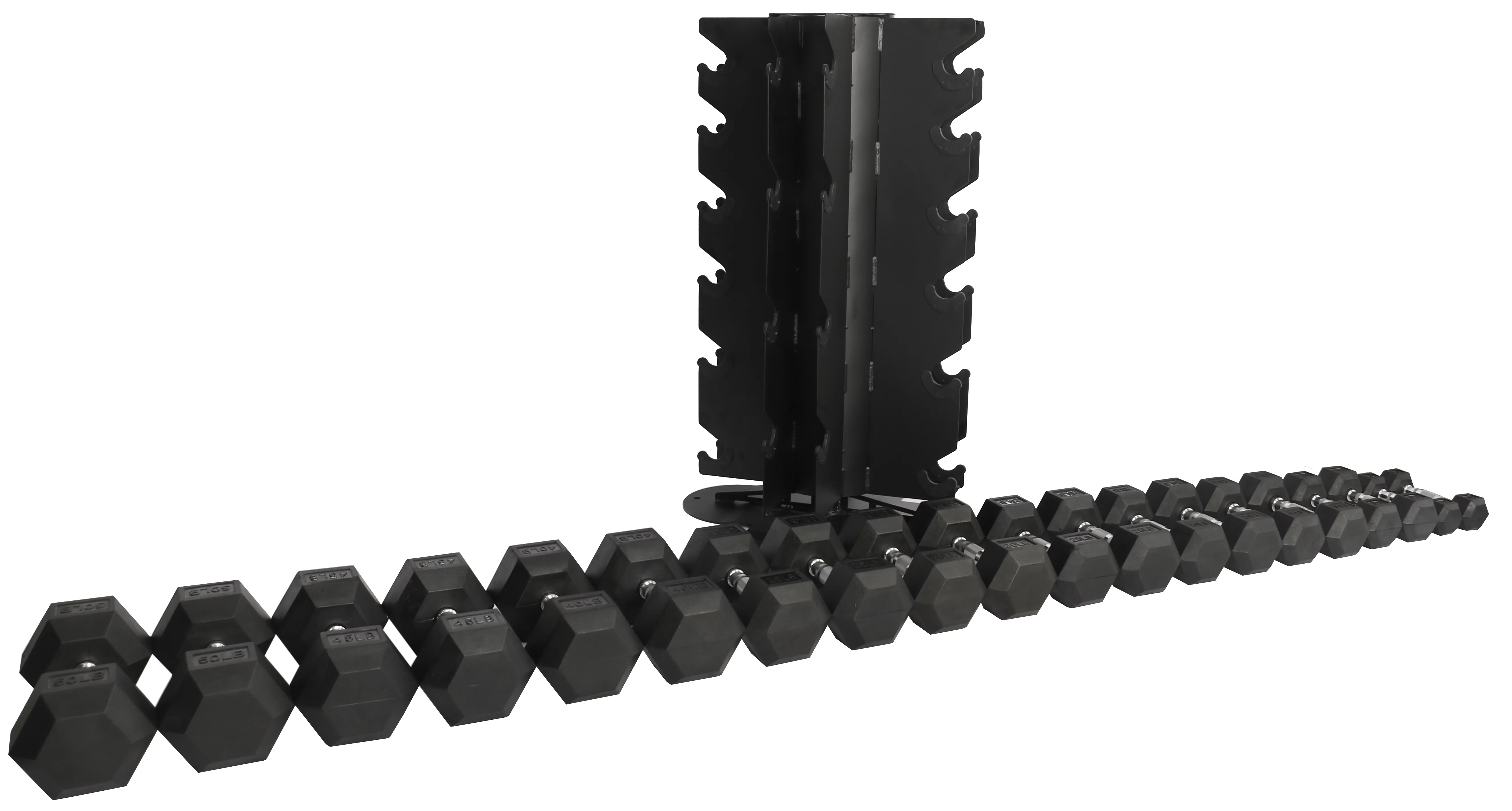 BalanceFrom 100LB Rubber Coated Hex Dumbbell Weight Set with A-Frame Rack, 5-20 lbs Pairs - Womvr