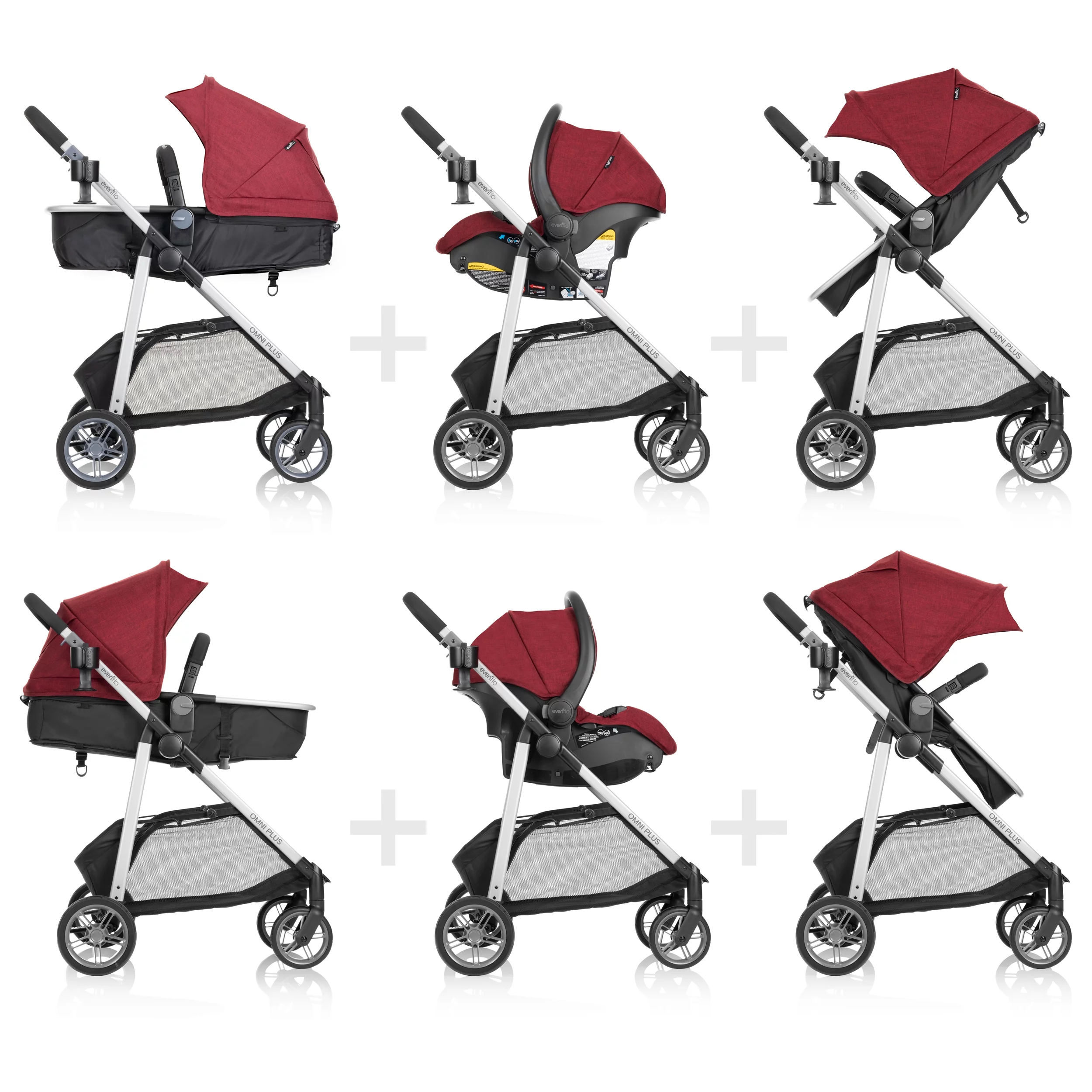 Evenflo Omni Plus Modular Travel System with LiteMax Sport Infant Car Seat, Mylar Gray, Unisex - Womvr