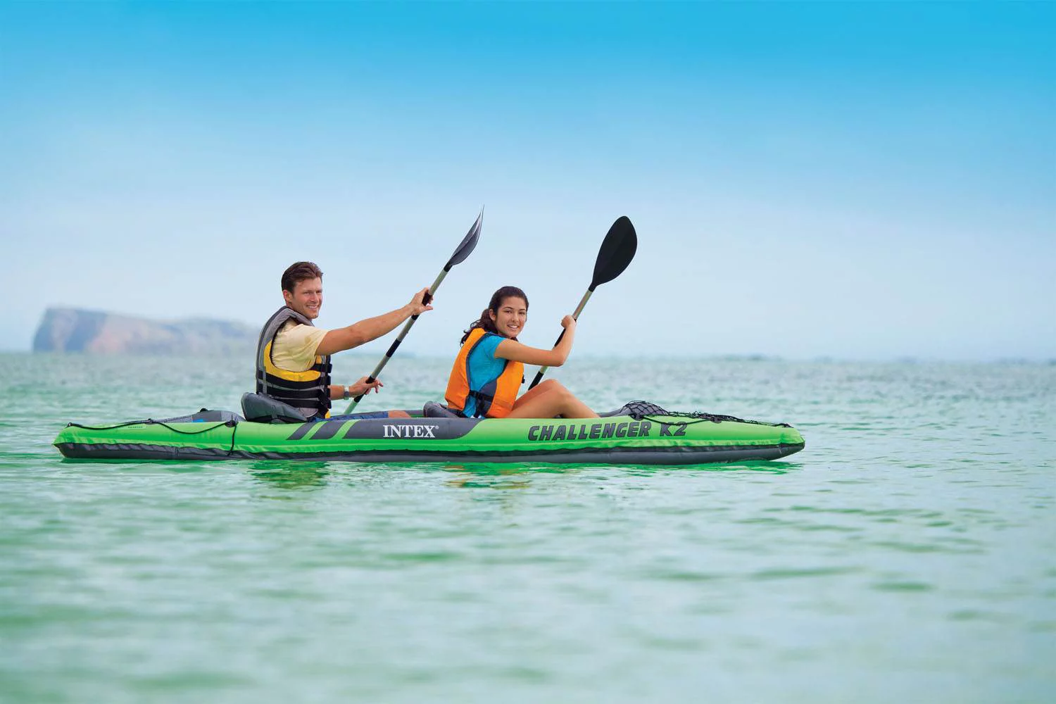 Intex Challenger K2 2-Person Inflatable Sporty Kayak + Oars And Pump (2 Pack) - Womvr
