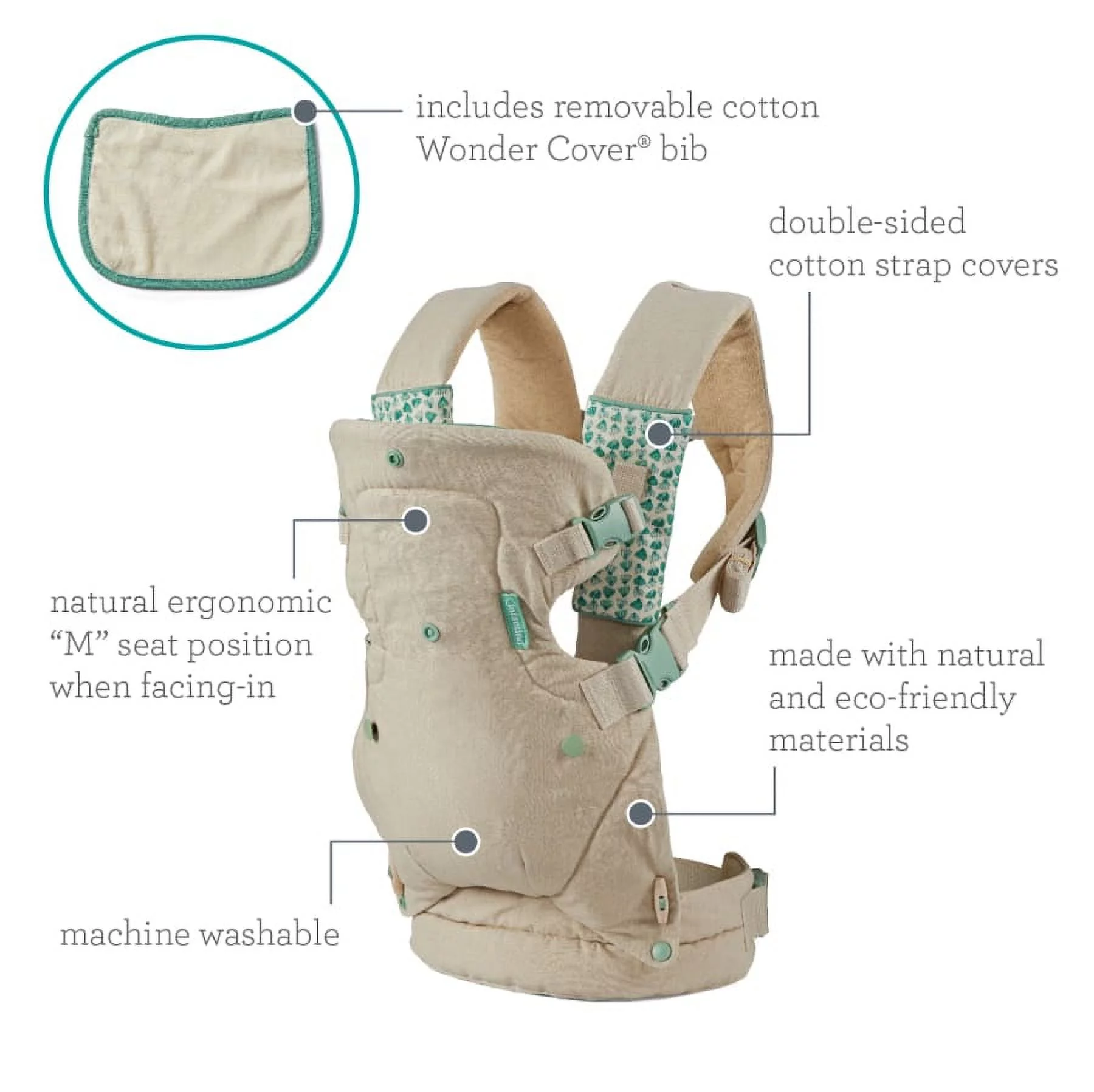 Infantino Nature & Nurture Convertible Baby Carrier, 4-Position, 8-32lbs, 0-9 Months, Sandy Tan - Womvr
