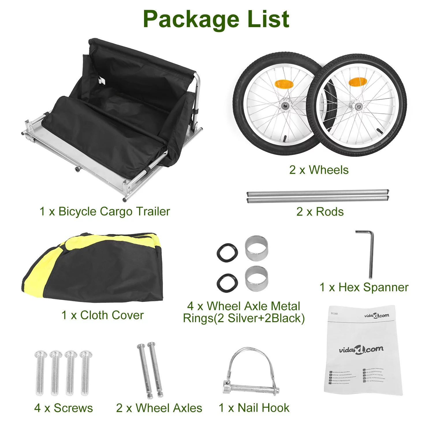 176lbs Bike Cargo Wagon Trailer iMounTEK Foldable Large Bicycle Trailer with Removable Lid Waterproof for Carrying Stuff Plants Tools Black - Womvr