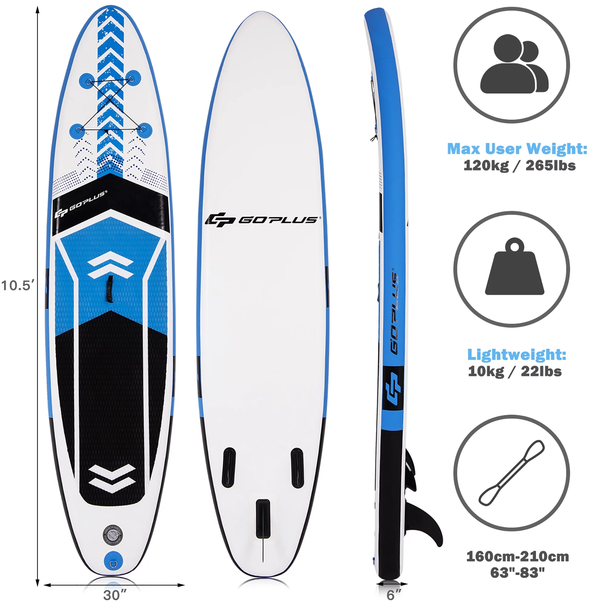 Goplus 10'5'' Inflatable Stand Up Paddle Board SUP with Carrying Bag Aluminum Paddle - Womvr