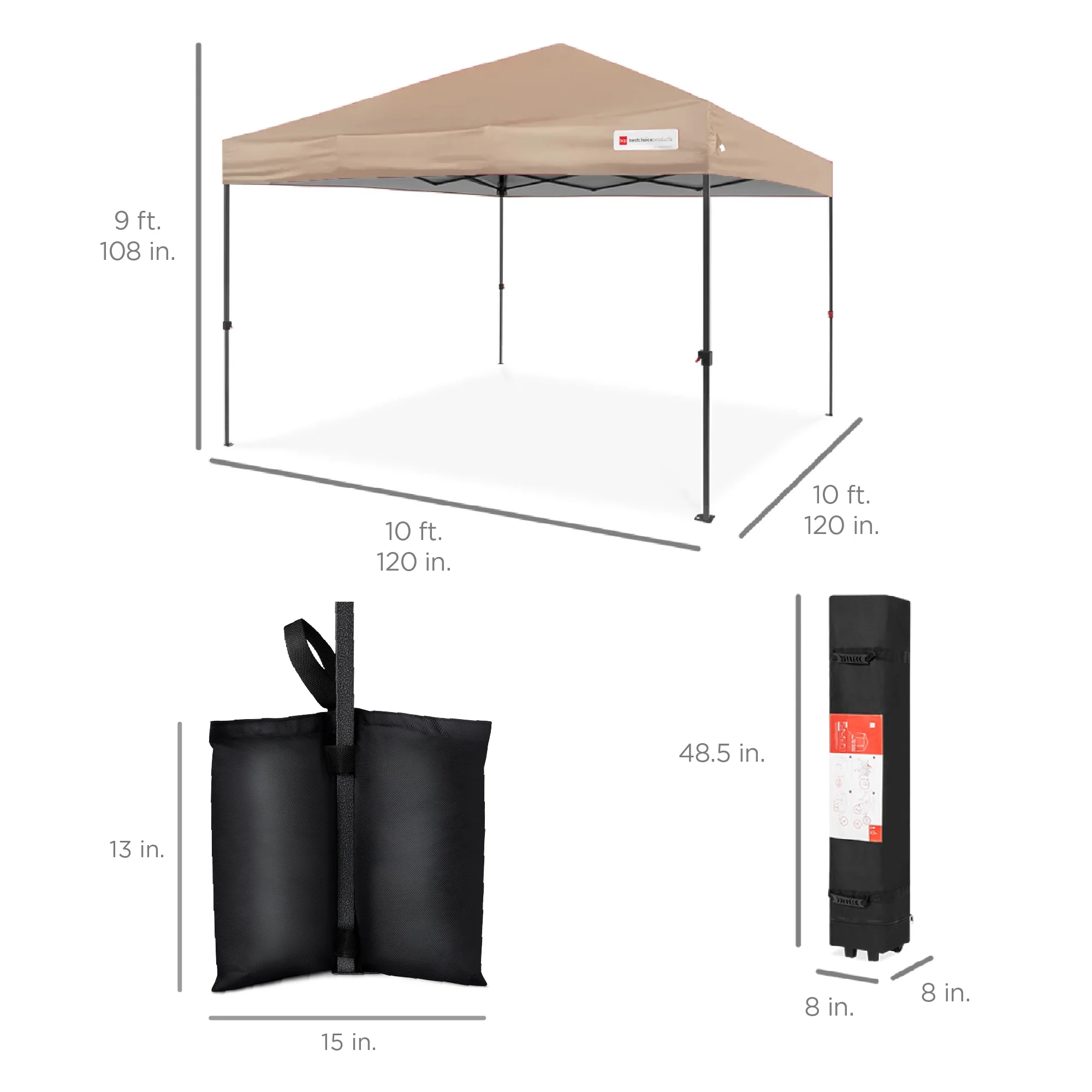 Best Choice Products 10x10ft Easy Setup Pop Up Canopy w/ 1-Button Setup, Wheeled Case, 4 Weight Bags - Cerulean - Womvr