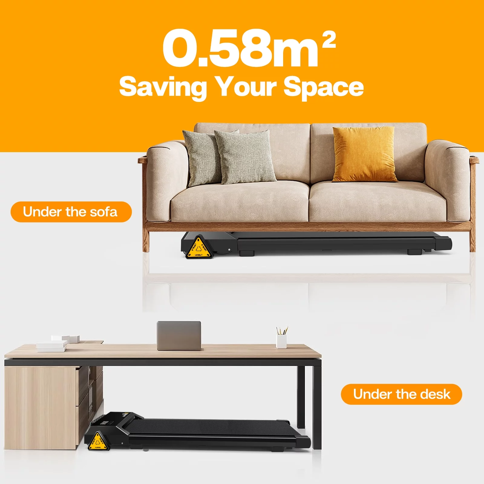 Aukfa Under Desk Treadmill, Slim Walking Pad for Home Office Workout, 245 lb Capacity, 4 mph Speed - Womvr