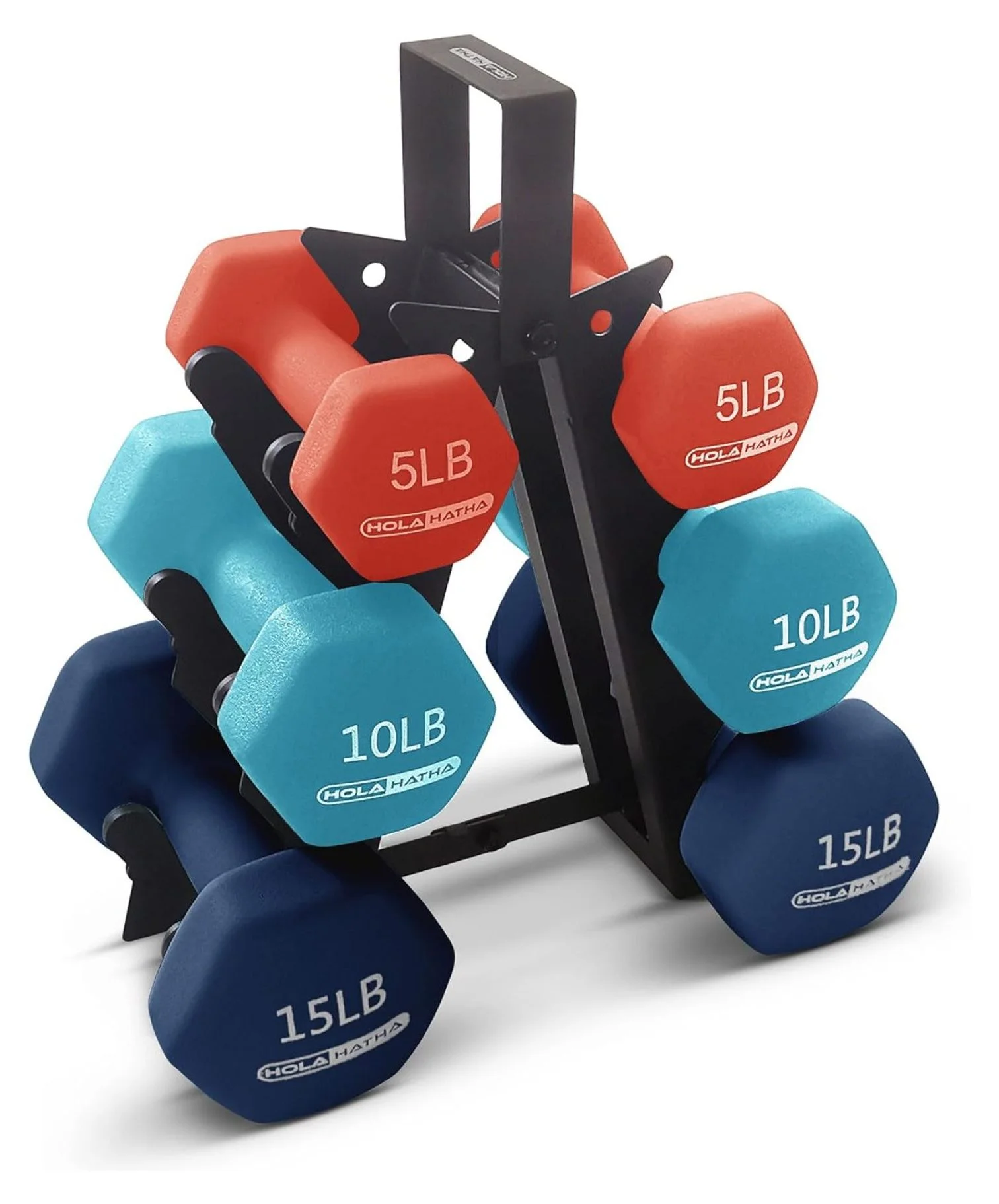 2, 3, 5, 8, and 10 Pound Neoprene Dumbbell Hand Weight Set with Rack - Womvr