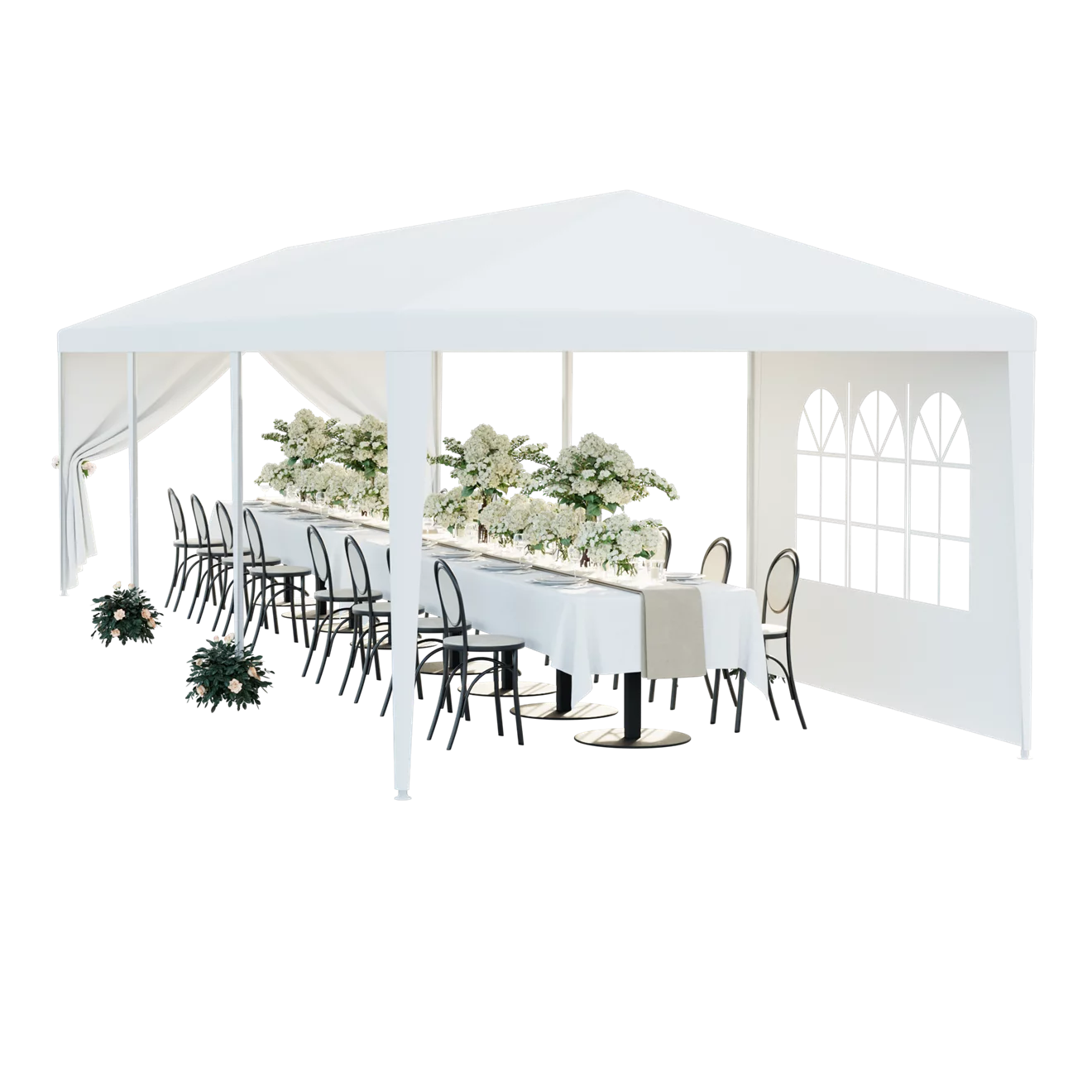 ZENY Wedding Party Tent Gazebo Canopy 6 Window-Walls with 2 Walls 10 x 30', White - Womvr