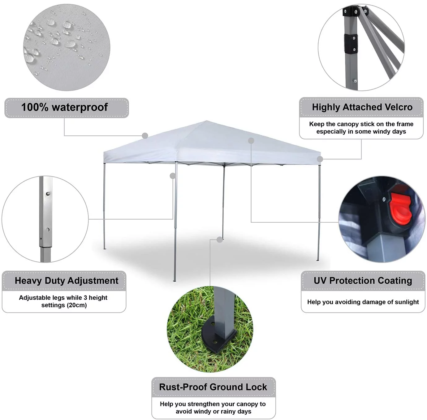 SUGIFT Durable Ez Pop-up Canopy Tent with Bag (10x10, White) - Womvr