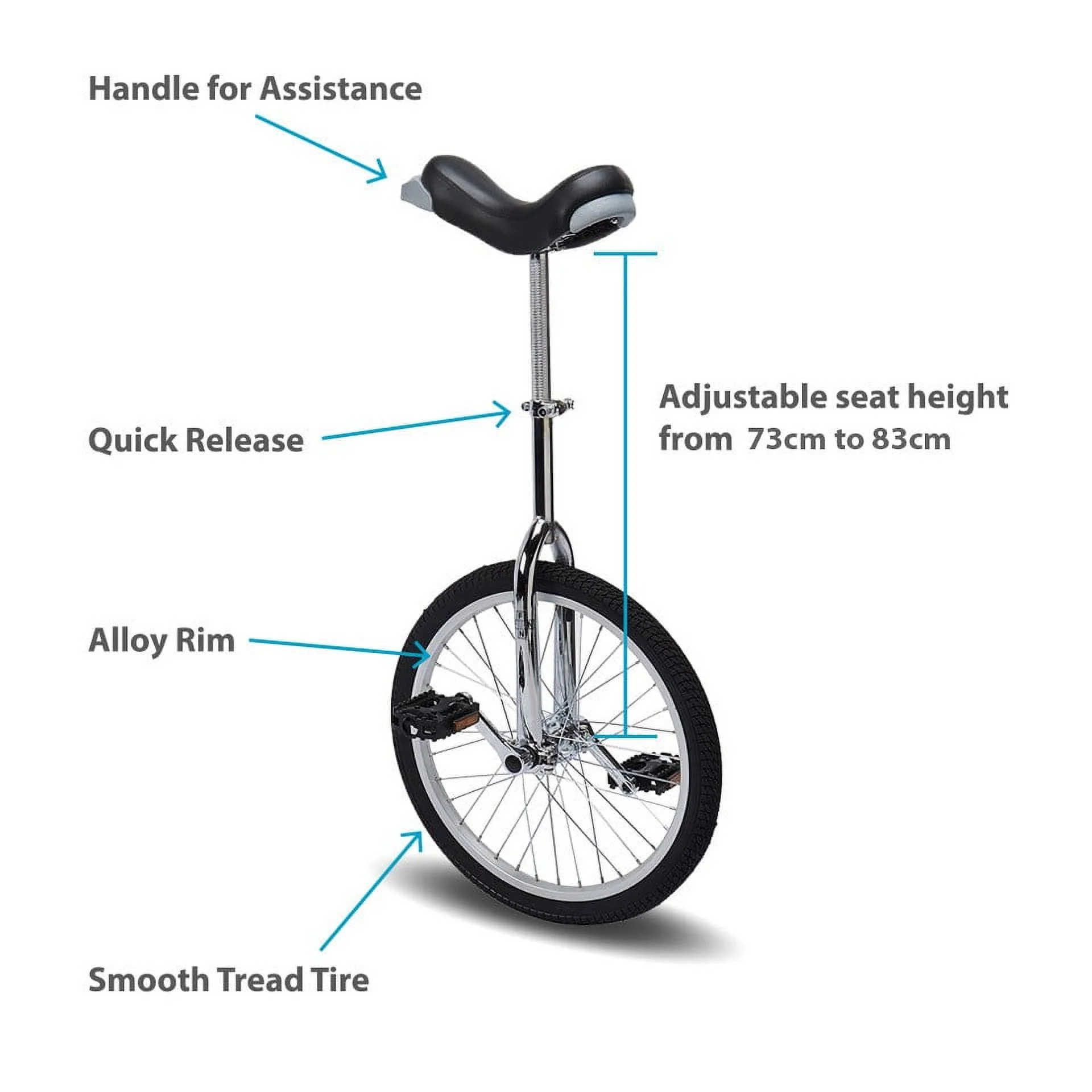 Fun 16 Inch Wheel Unicycle with Alloy Rim, Red - Womvr