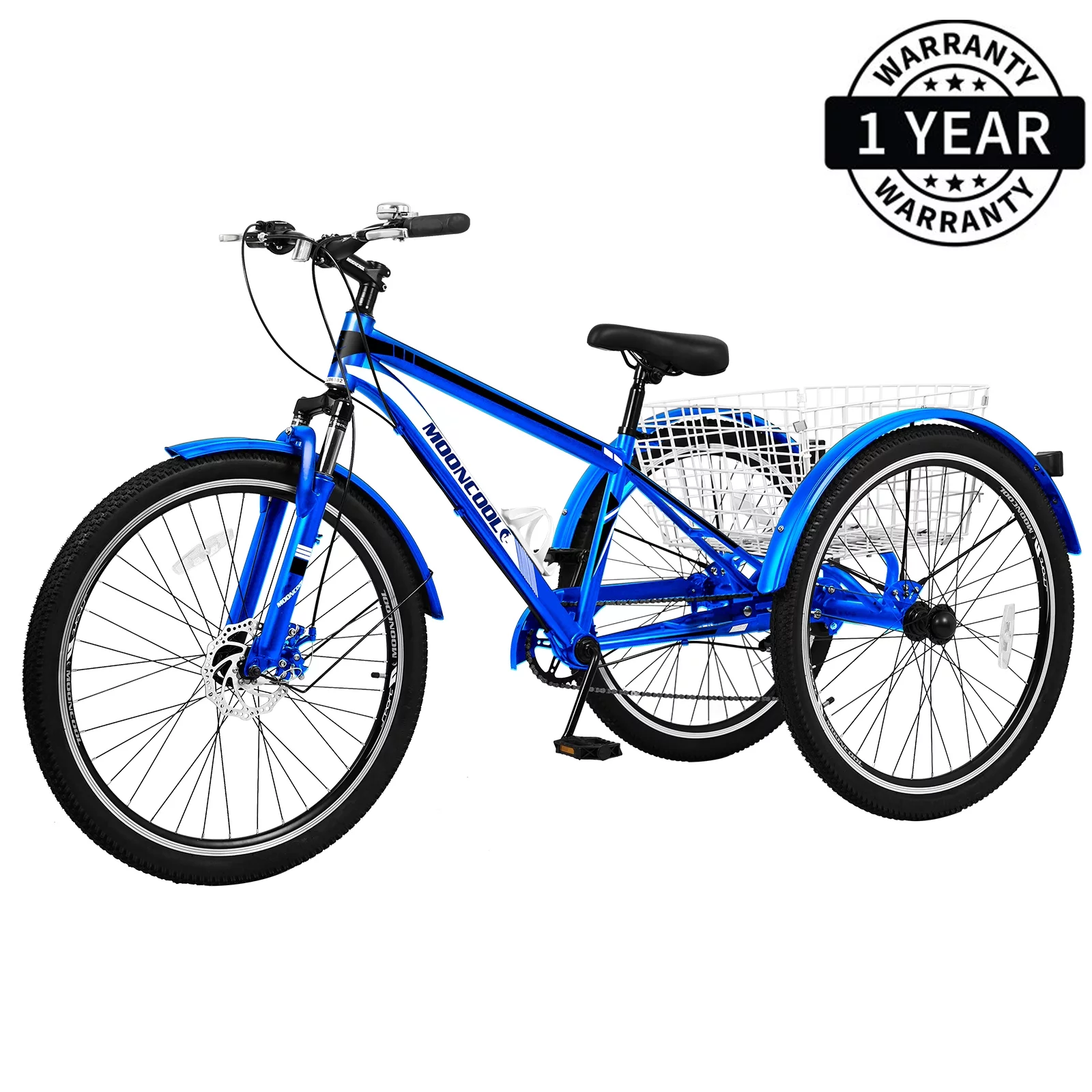 Docred Adult Tricycle, 7 Speed Three Wheel Mountain Bike, 24/26/27.5 inch Adults Trikes ,Load capacity 420 lbs - Womvr