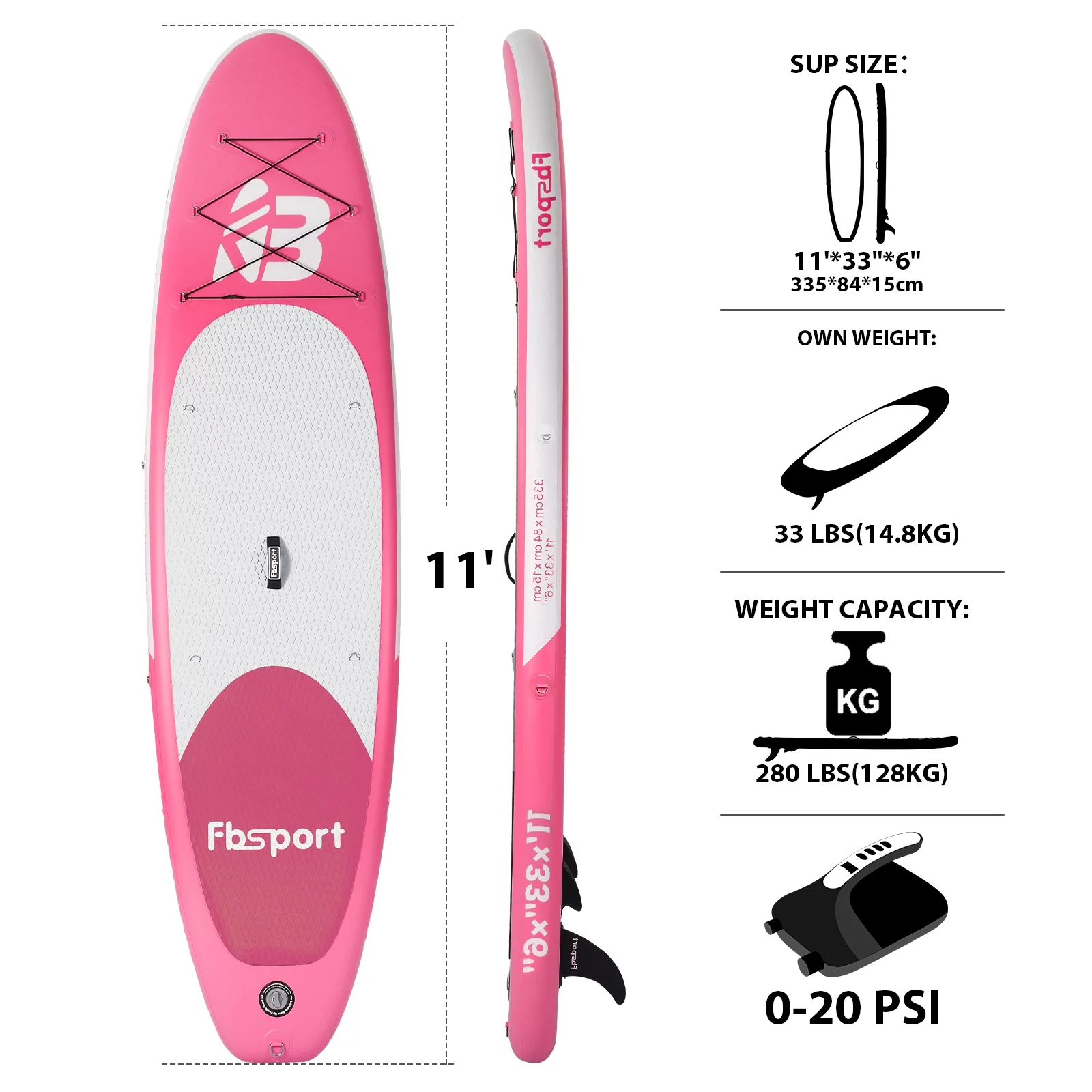 Fbsport Inflatable Elextric Paddle Board, Stand UP Paddleboard 11' Length with Electric Pump SUP Accessories - Womvr