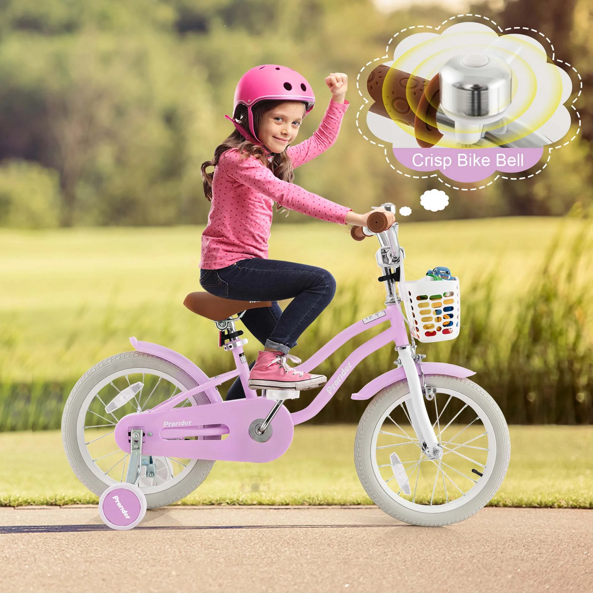 Costway 16'' Kids Bike Toddler Adjustable Bicycle withTraining Wheel for 4-8 Years Old Girl Pink - Womvr