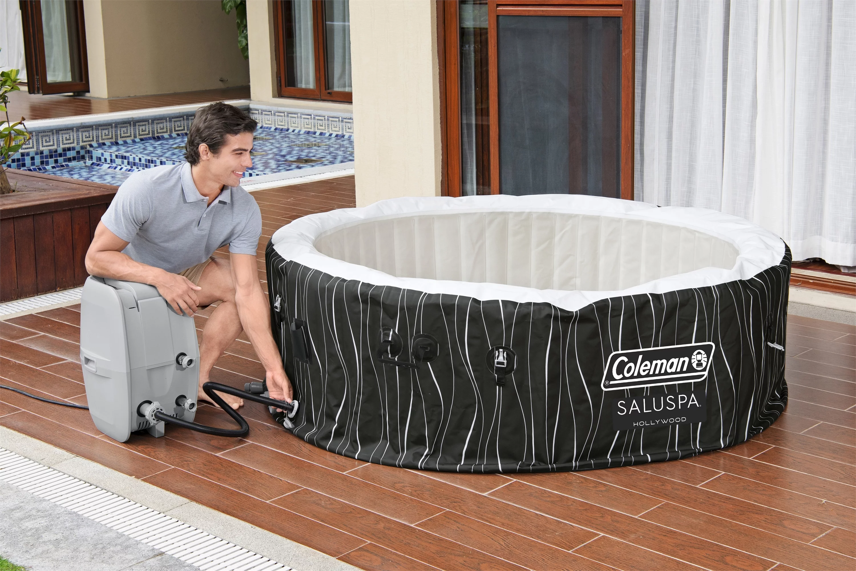Coleman Hollywood Luxe AirJet 240 gal. Winter Inflatable Hot Tub with LED Lights, 104˚F - Womvr